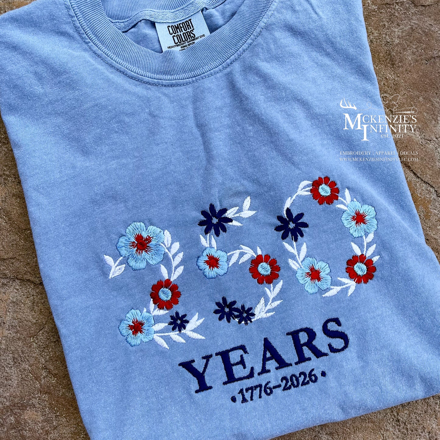 America 250 Embroidered Comfort Colors Tee | 1776-2026