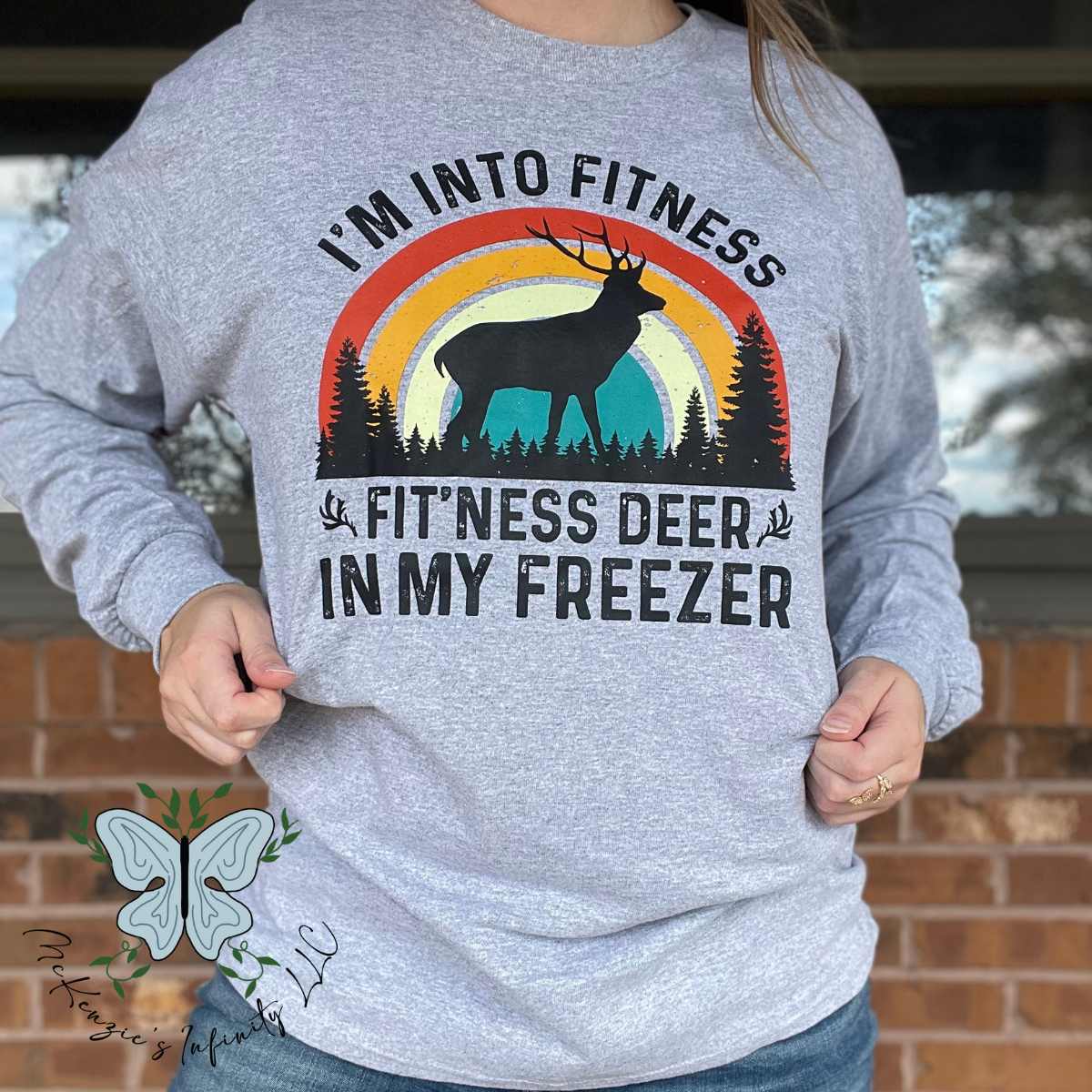 I'm Into Fitness Fit'ness This Deer In My Freezer Long Sleeve Graphic T-Shirt