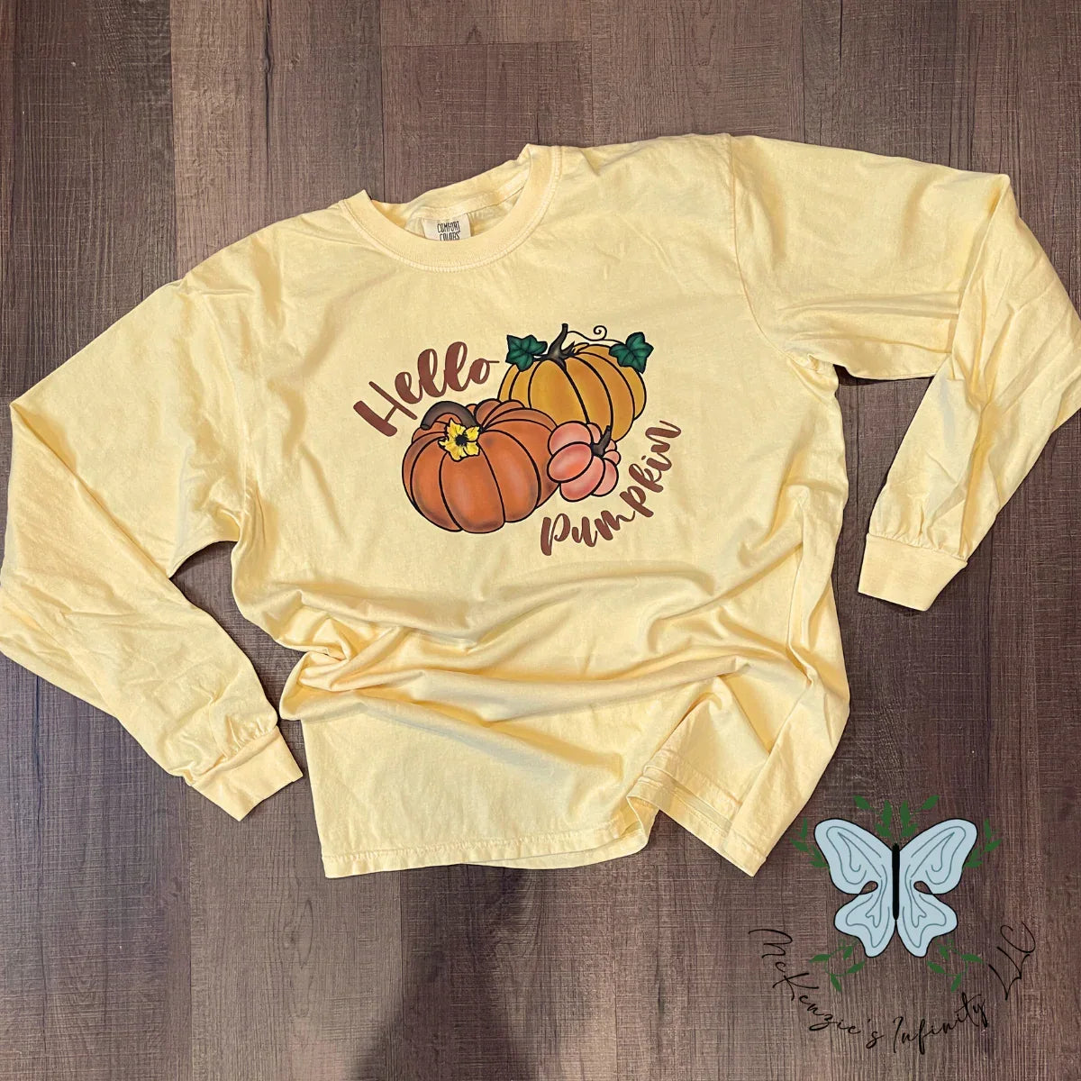 Hello Pumpkin Long Sleeve Graphic Shirt ©️ - McKenzie's Infinity