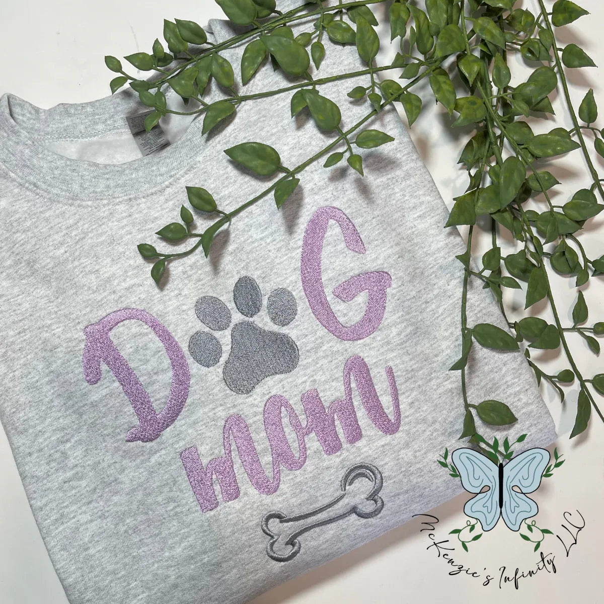 Dog Mom Embroidered Crewneck Sweatshirt - McKenzie's Infinity
