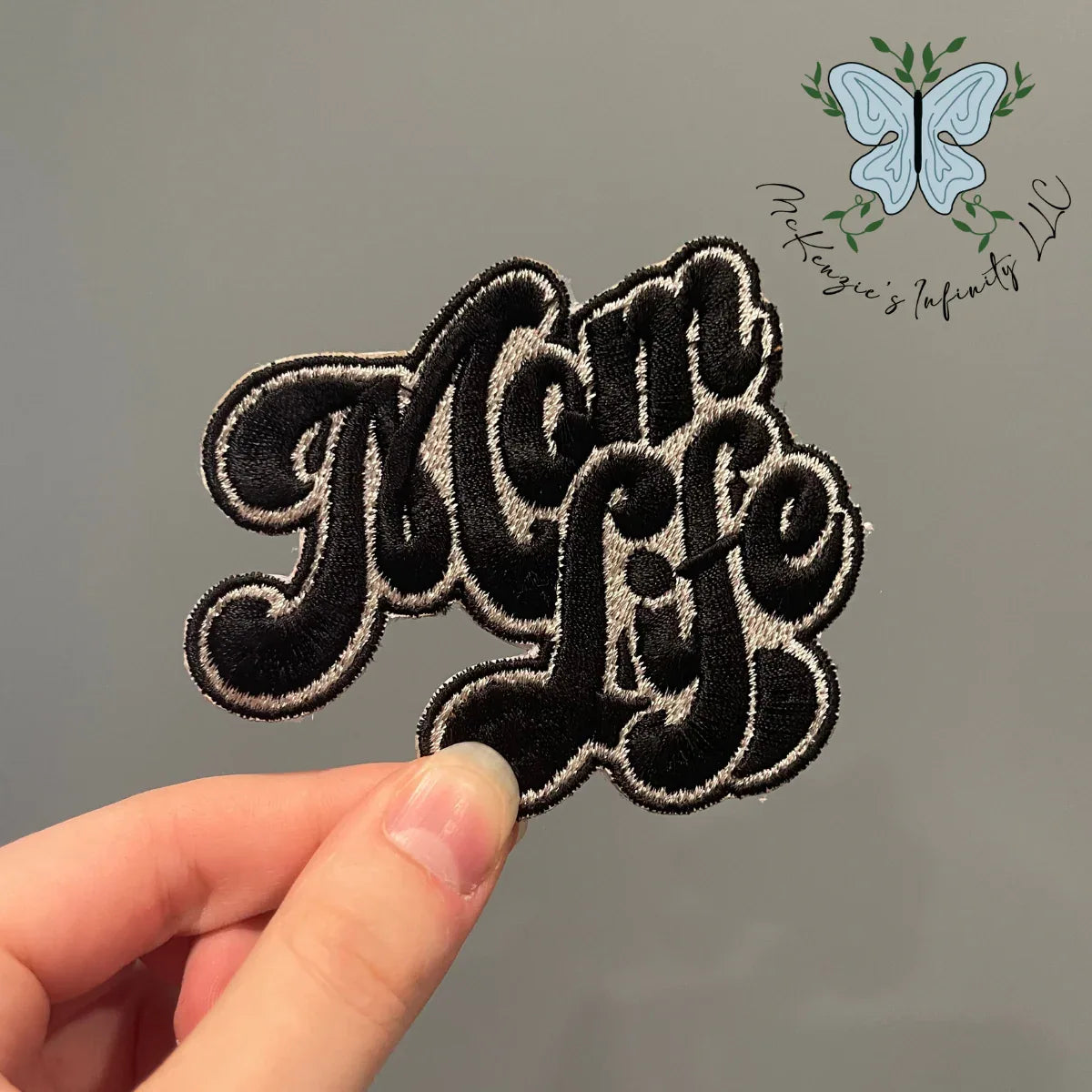Mom Life Grey Embroidered Patch - McKenzie's Infinity