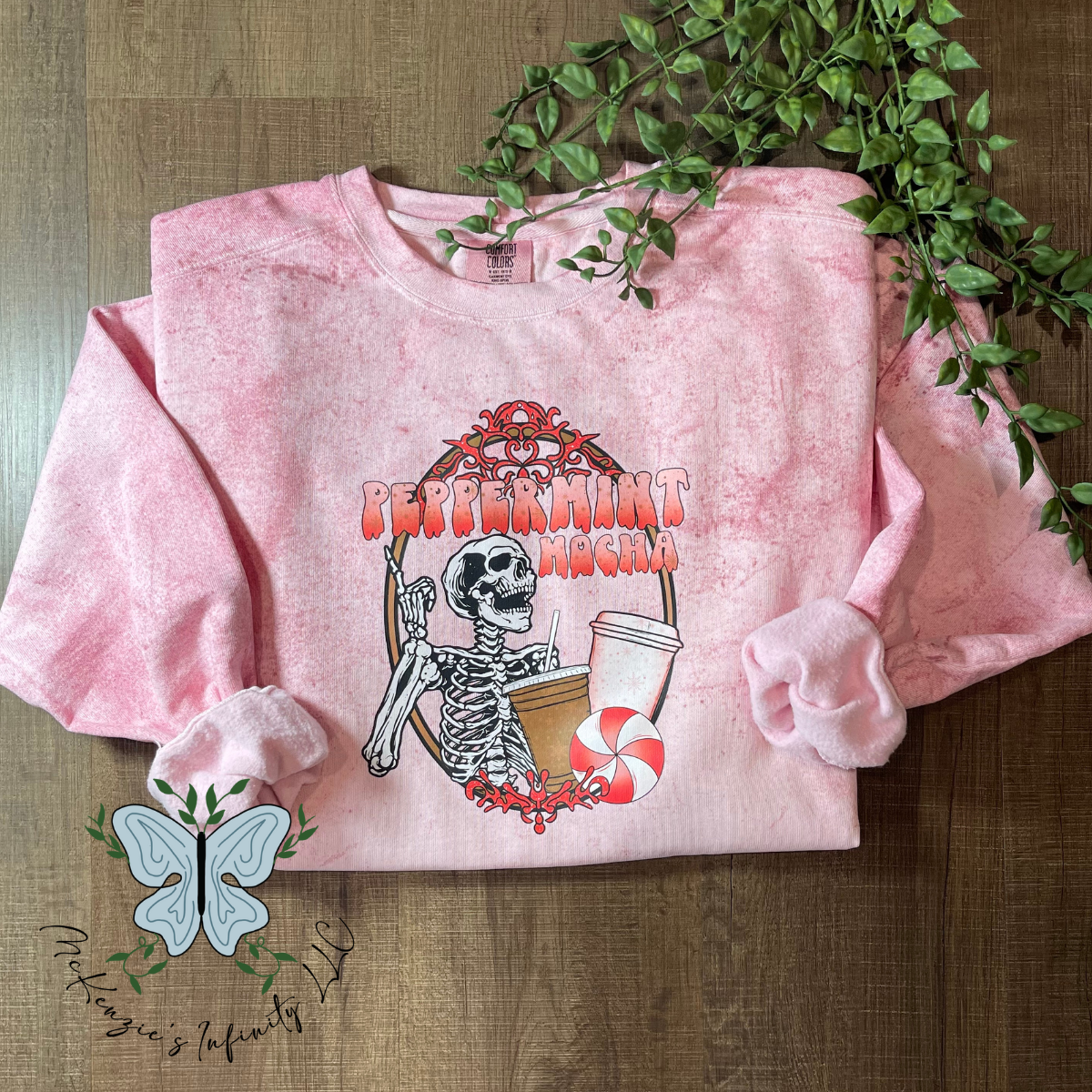 Peppermint Mocha Skeleton Long Sleeve Graphic Colorblast Crewneck