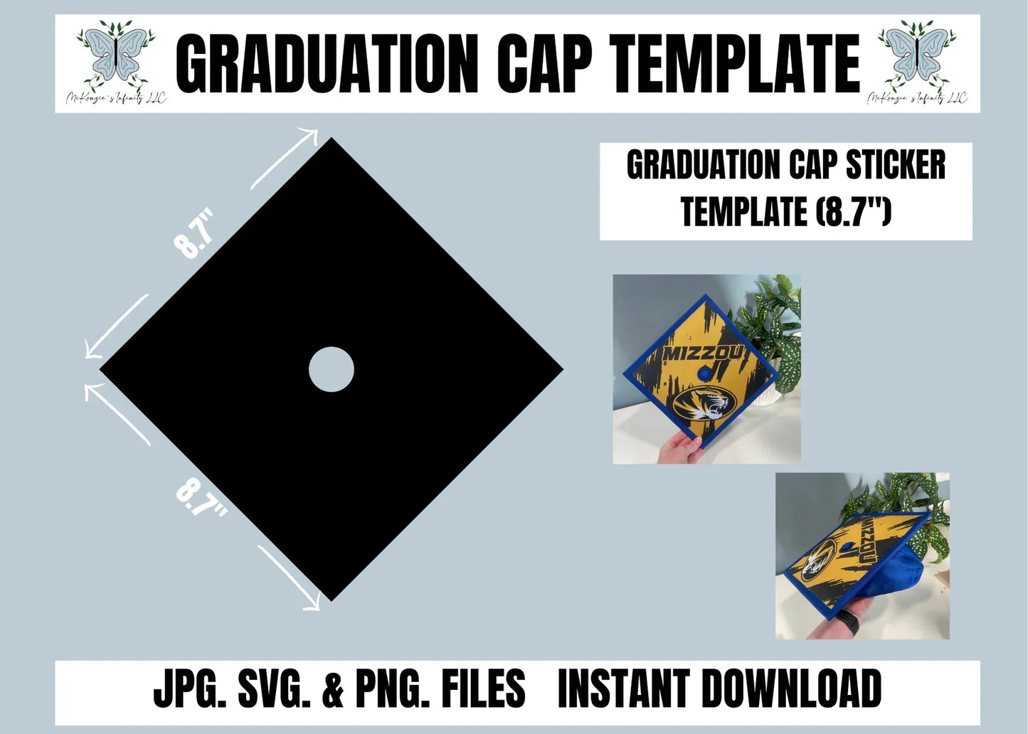Graduation Cap Template, Sublimation, PNG, SVG, JPG, Instant Download - McKenzie's Infinity