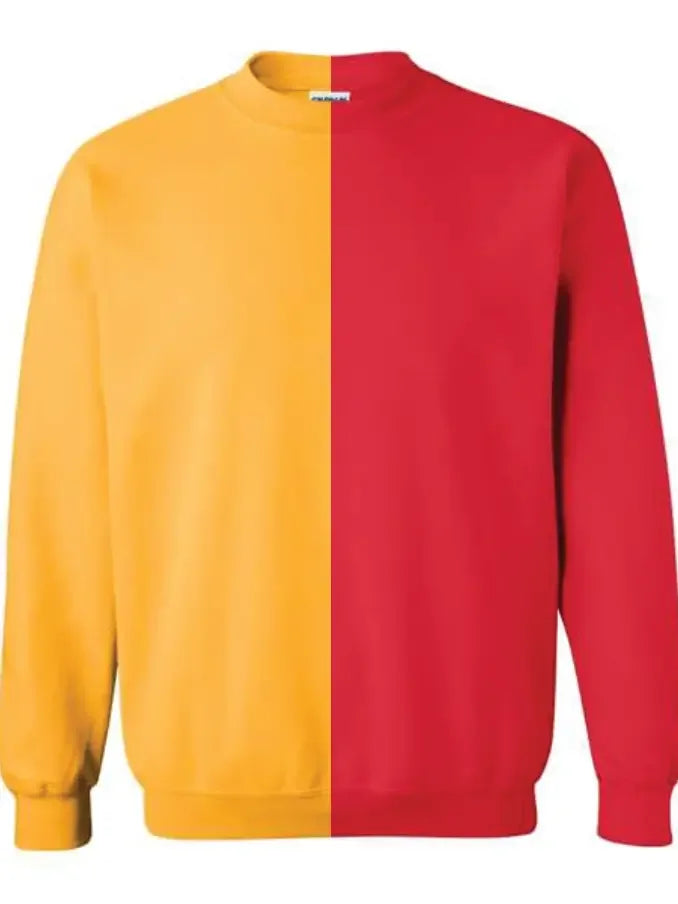 Red & Gold(Yellow) Split Colored, Two-Toned, Crewneck Sweatshirt - McKenzie's Infinity