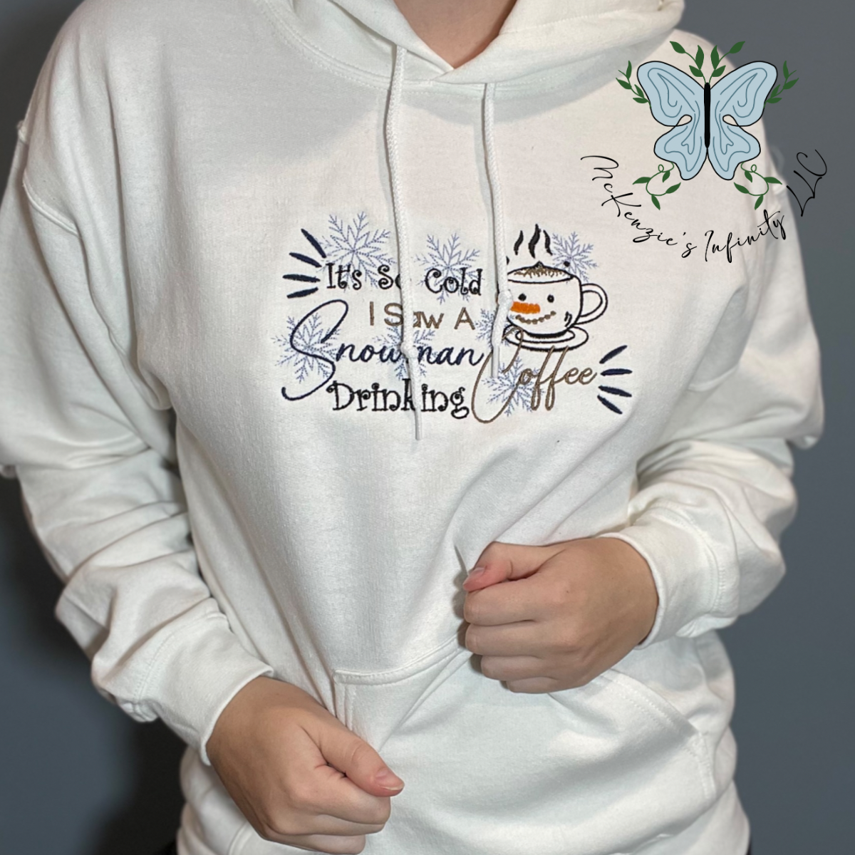 It's So Cold I Saw A Snowman Drinking Coffee Embroidered Crewneck Sweatshirt