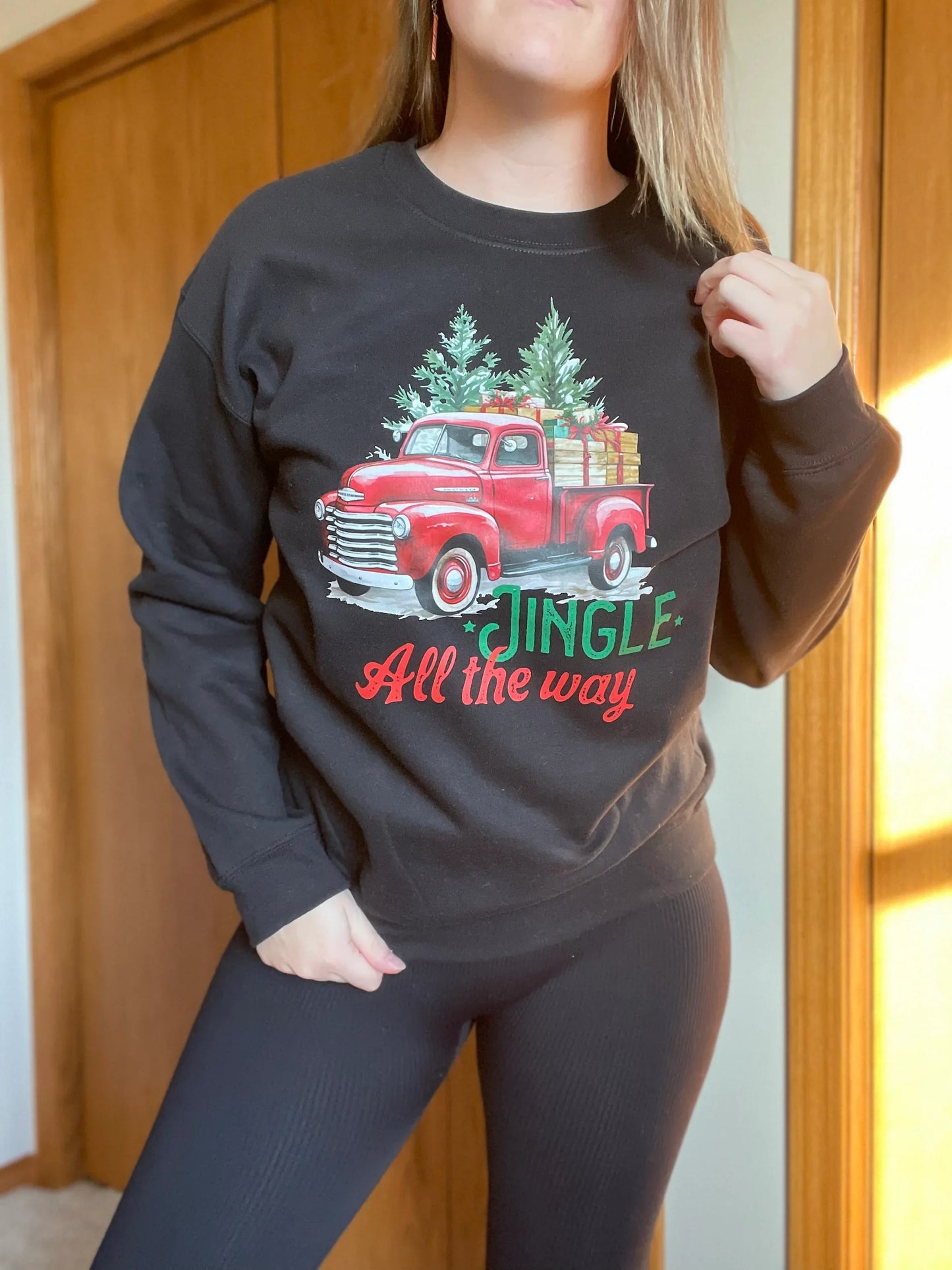 Jingle All The Way Vintage Truck Christmas Long Sleeve Graphic Crewneck - McKenzie's Infinity