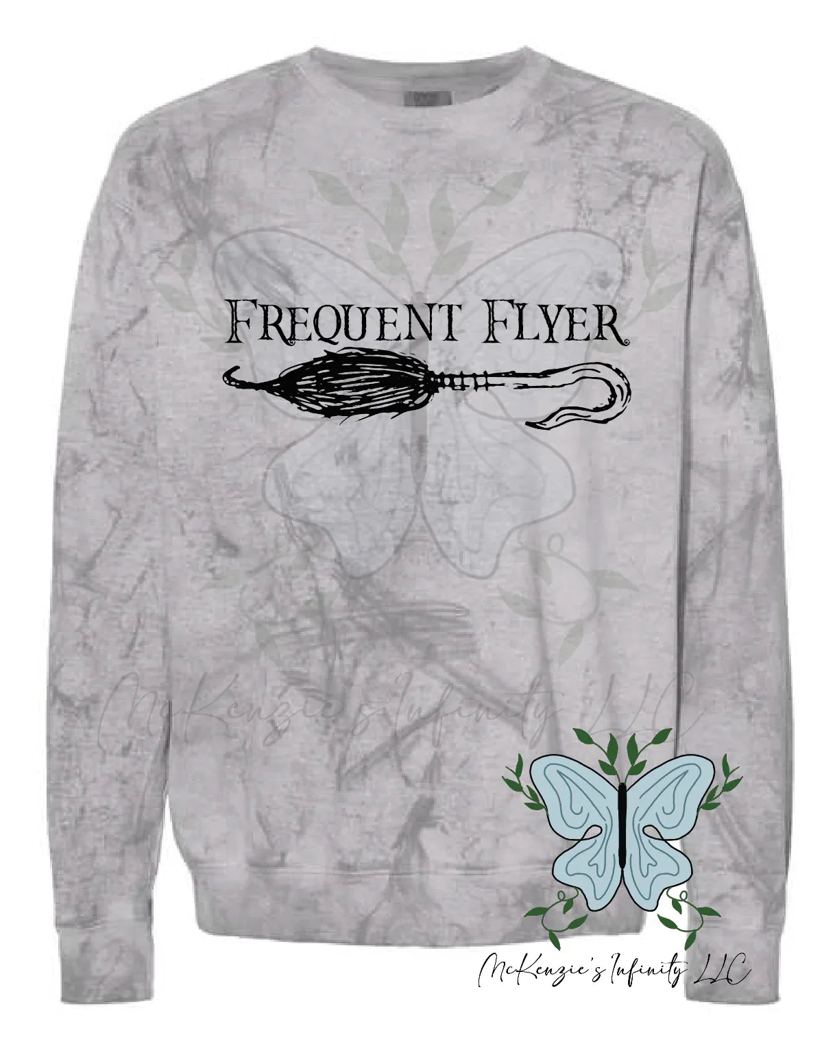 Frequent Flyer Long Sleeve Graphic Colorblast Crewneck ©️ - McKenzie's Infinity