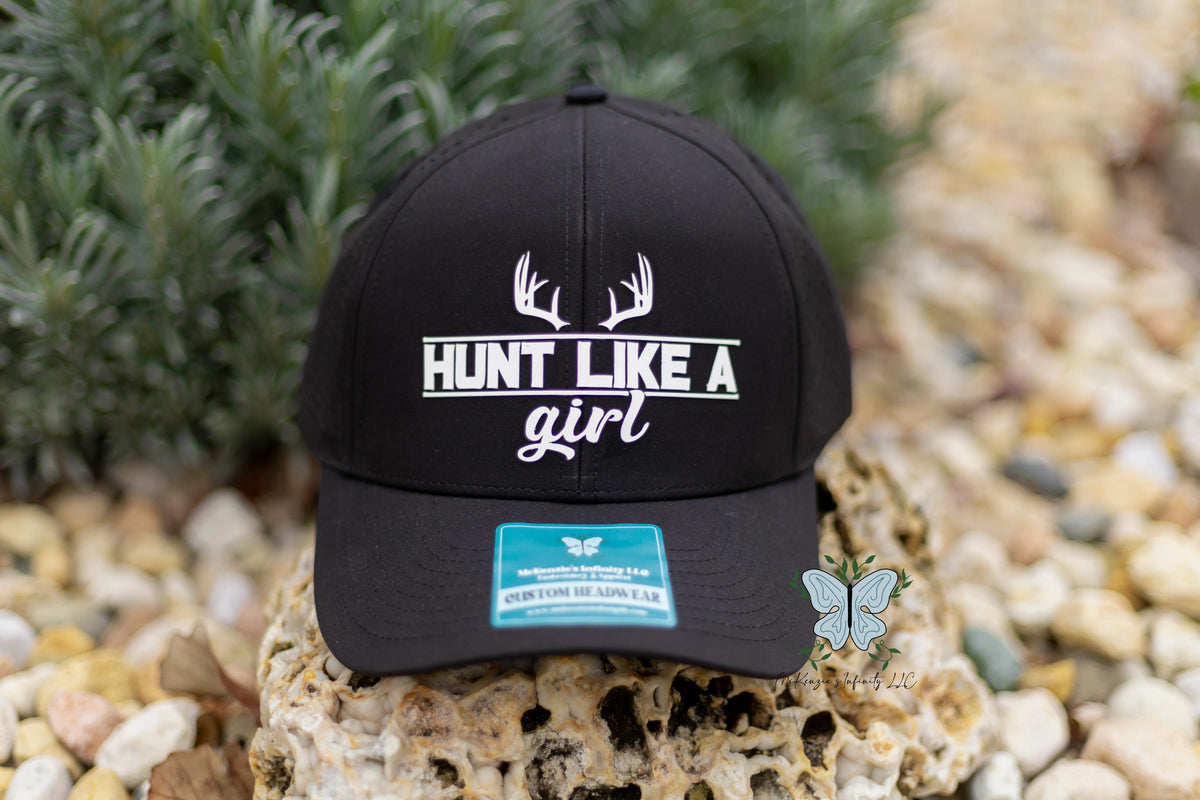 Hunt Like A Girl - Brick Vinyl Performance Black Hat/Cap - McKenzie's Infinity