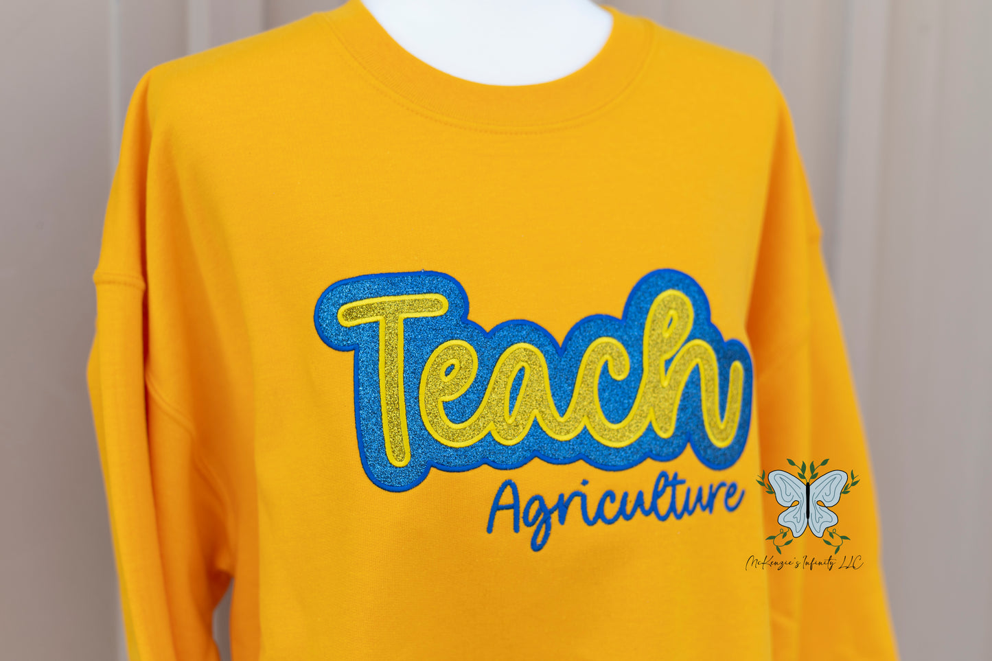 Teach Agriculture Glitter Embroidered Crewneck Sweatshirt ©️