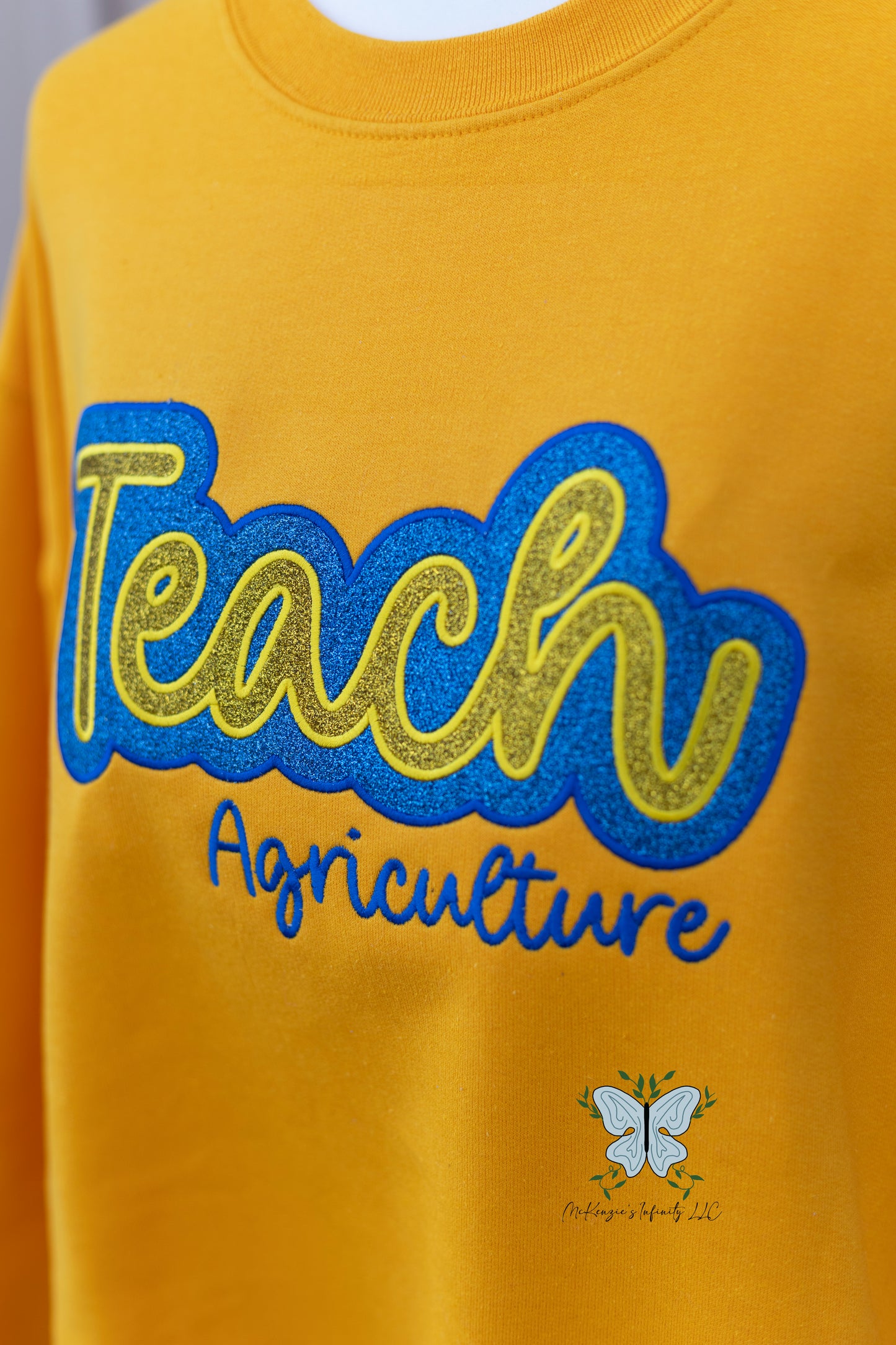 Teach Agriculture Glitter Embroidered Crewneck Sweatshirt ©️