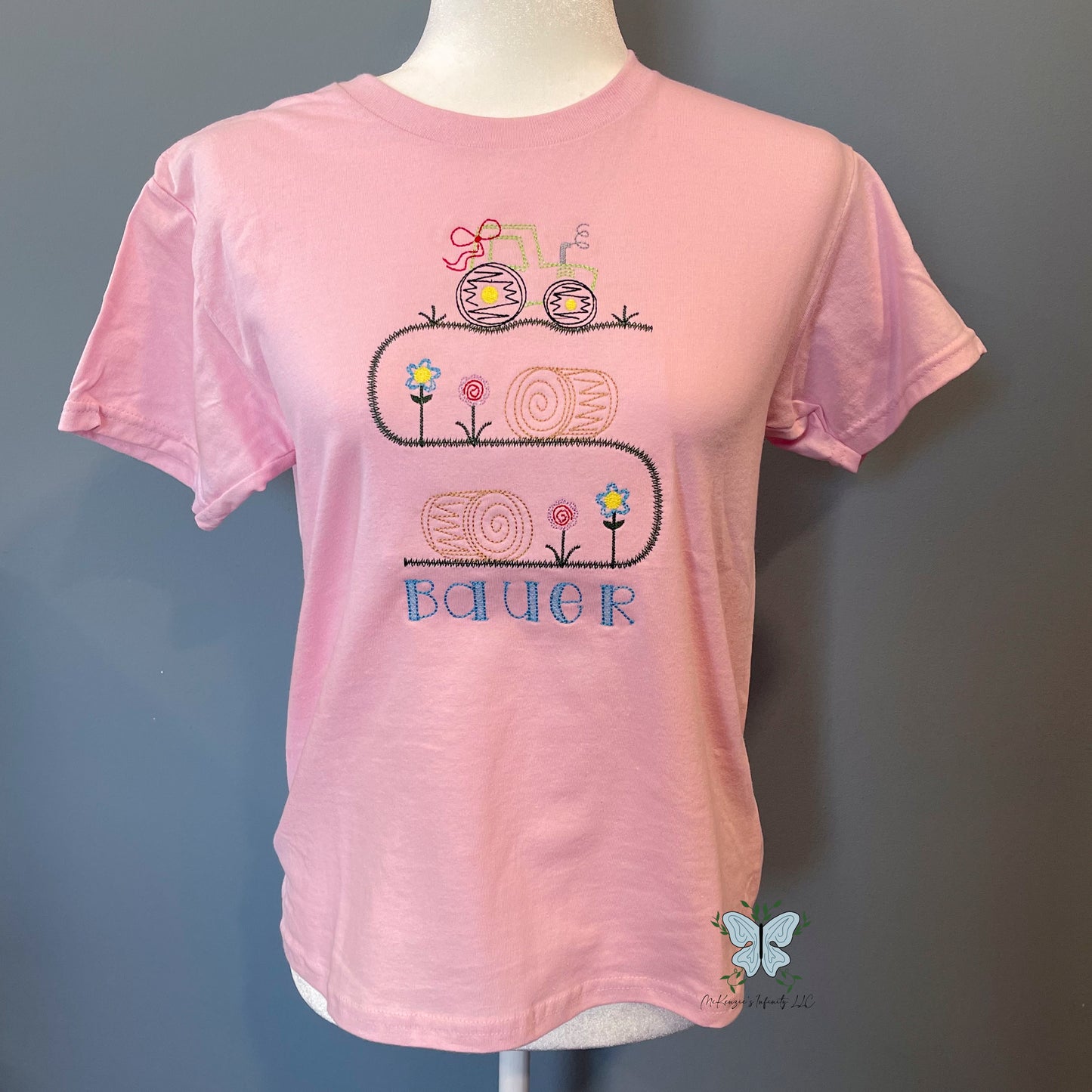 Youth Little Girls Tractor/Farming Personalized Embroidered T-shirt/Short Sleeve Shirt