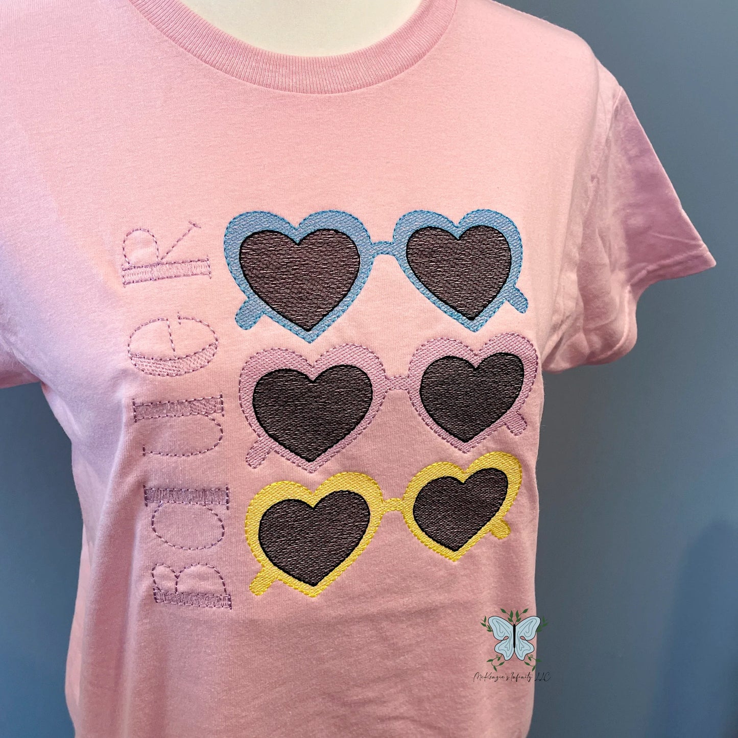 Youth Little Girls Valentines Sunnies Personalized Embroidered T-shirt/Short Sleeve Shirt - McKenzie's Infinity