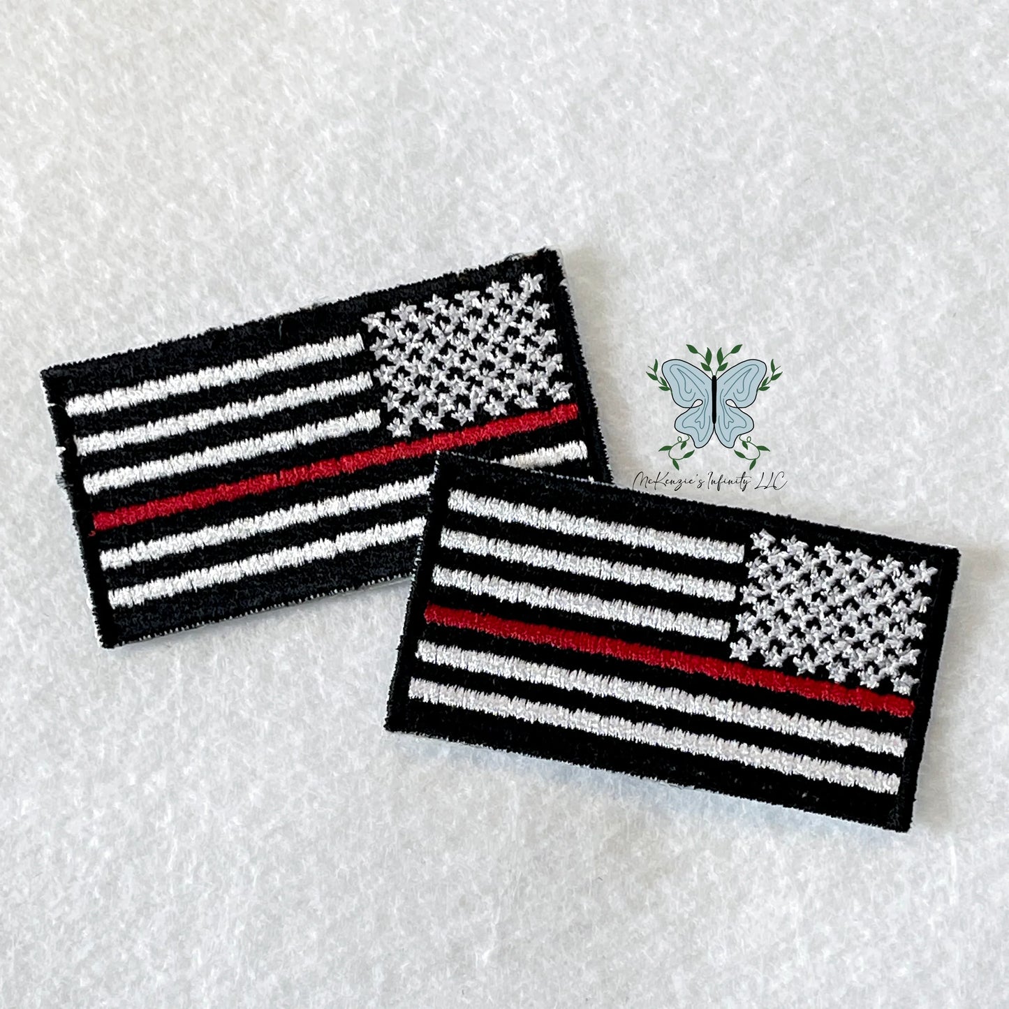 Thin Red Line/Firefighter American Flag Embroidered Patch - McKenzie's Infinity