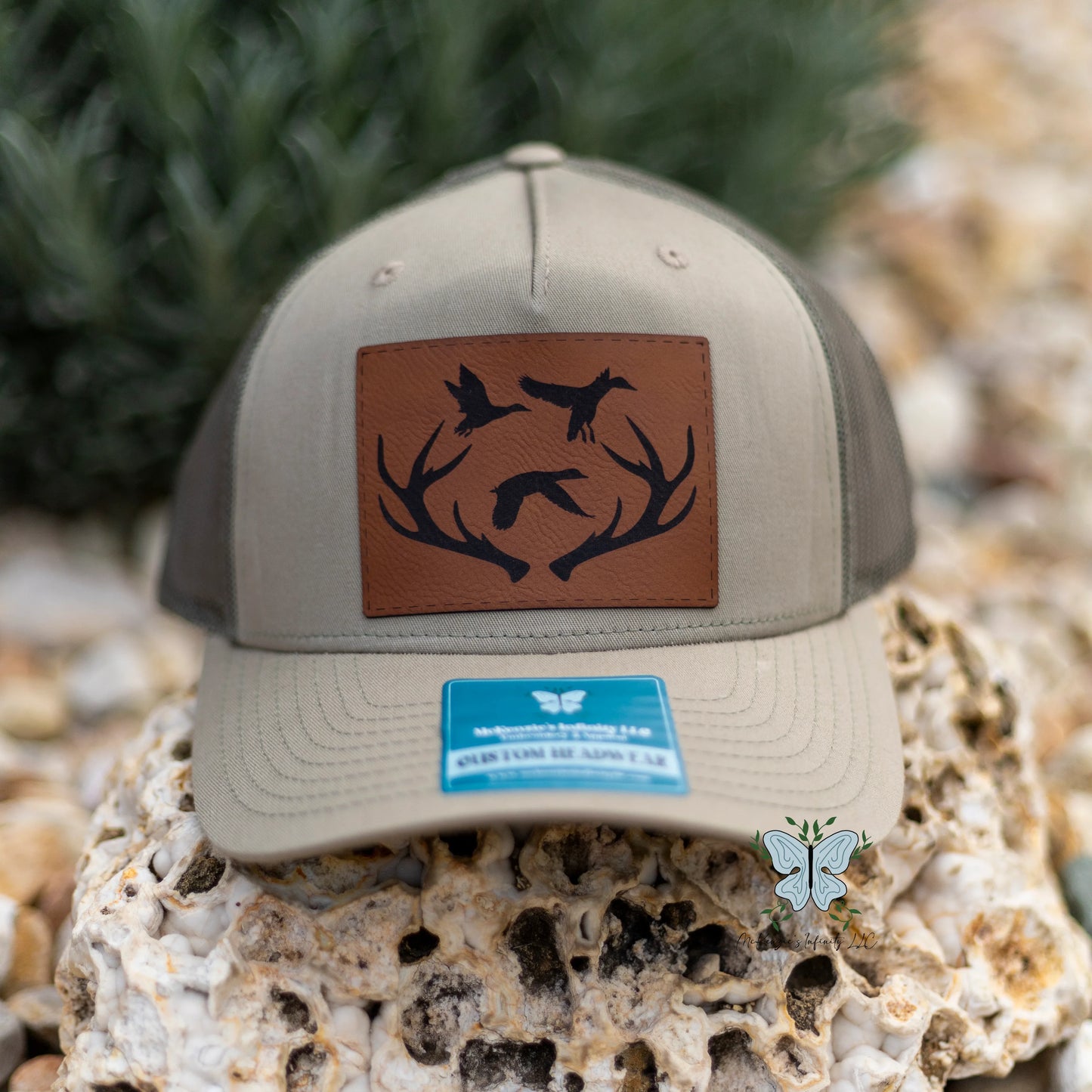 Antlers & Ducks Leather Patch - Richardson 112 Adult Retro Trucker Hat/Cap - McKenzie's Infinity