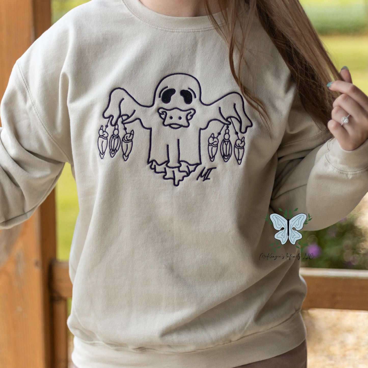 "Remi" Duck Hunting Ghost - Embroidered Crewneck Sweatshirt ©️ - McKenzie's Infinity