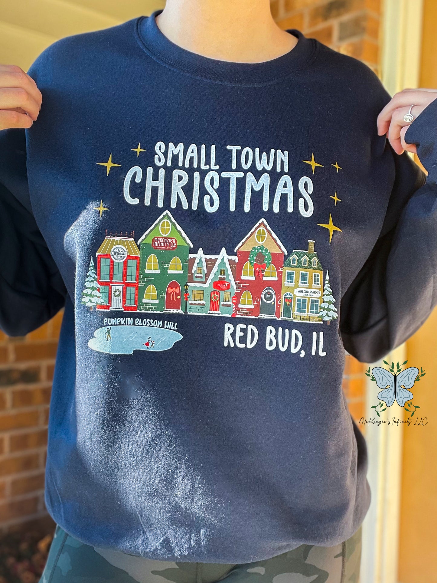 Red Bud Small Town Christmas Long Sleeve Graphic Crewneck Sweatshirt
