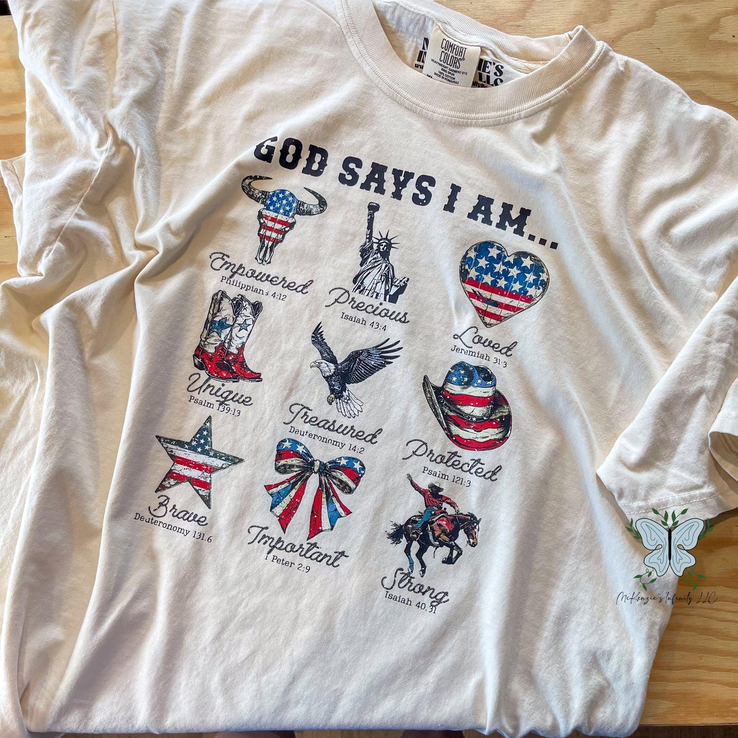 Patriotic God Says I Am, Comfort Colors T-Shirt - McKenzie's Infinity