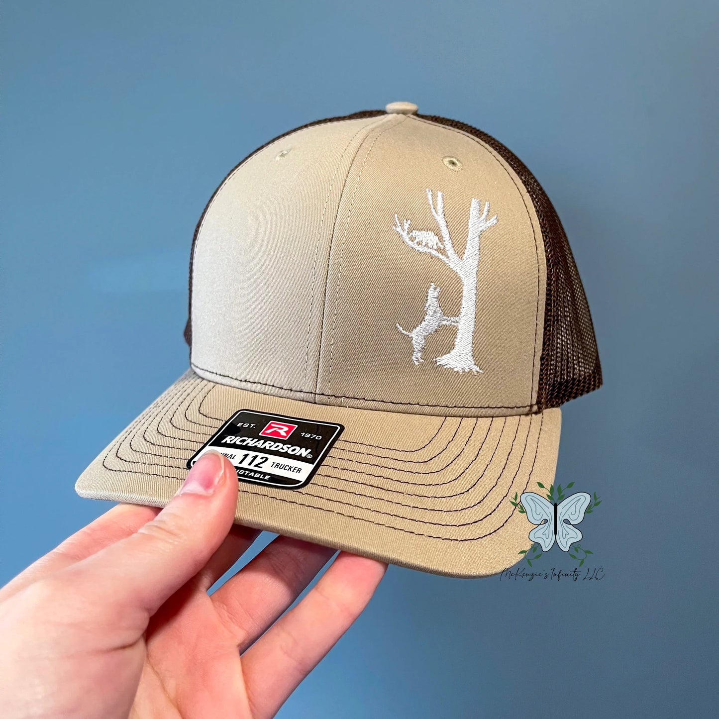 Dog Treeing Raccoon / Hunting Dog / Raccoon Dog, Khaki Richardson 112 Cap/Hat - McKenzie's Infinity