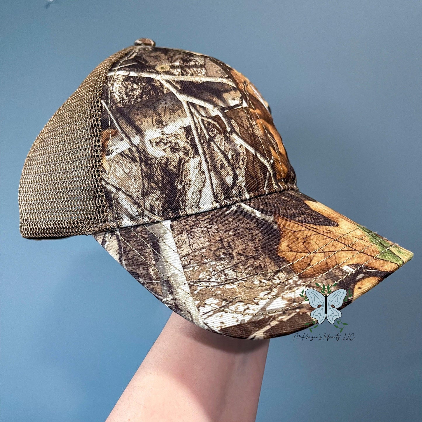 Dog Treeing Raccoon / Hunting Dog / Raccoon Dog, Camouflage Cap/Hat - McKenzie's Infinity