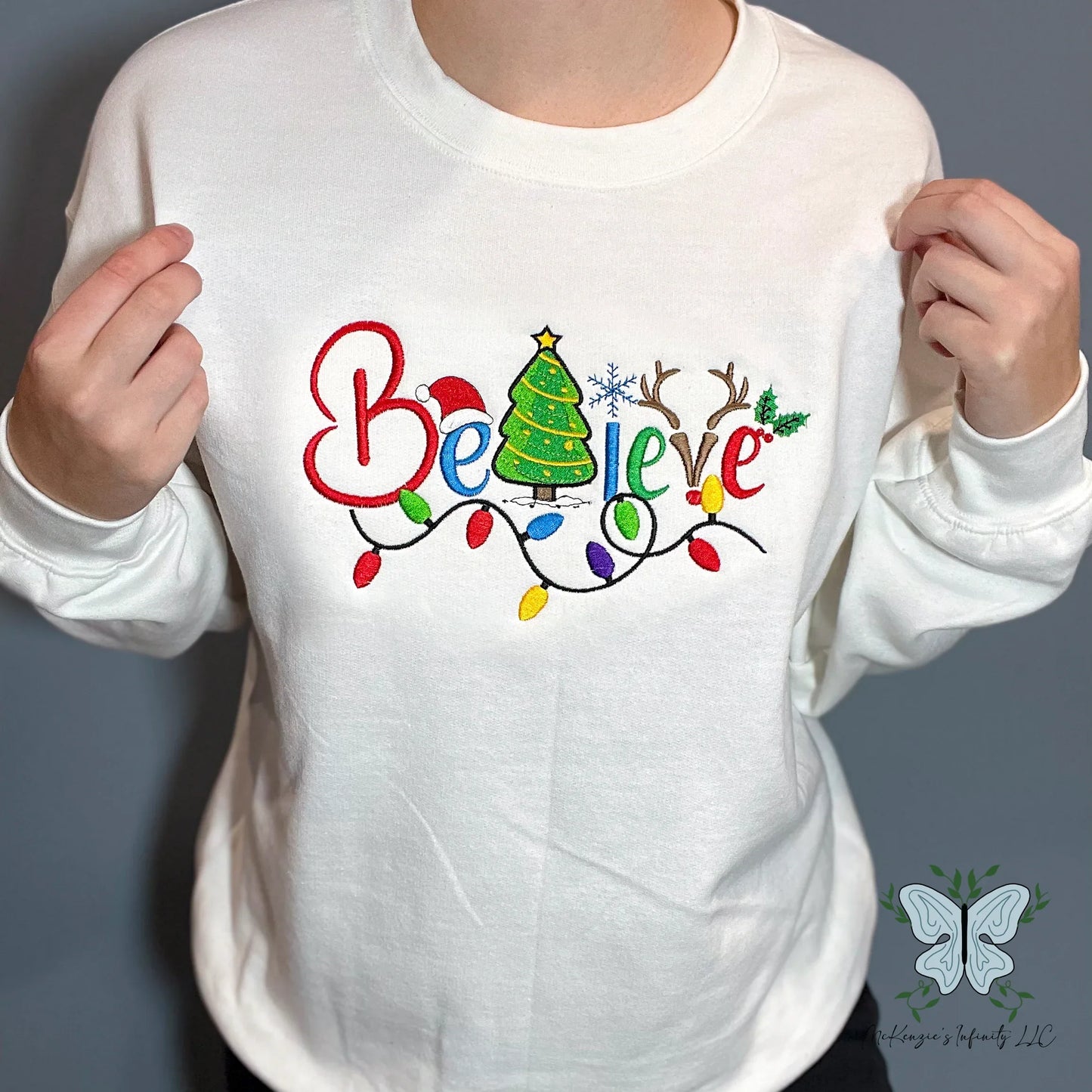 Believe Christmas Embroidered Crewneck/Hooded Sweatshirt - McKenzie's Infinity