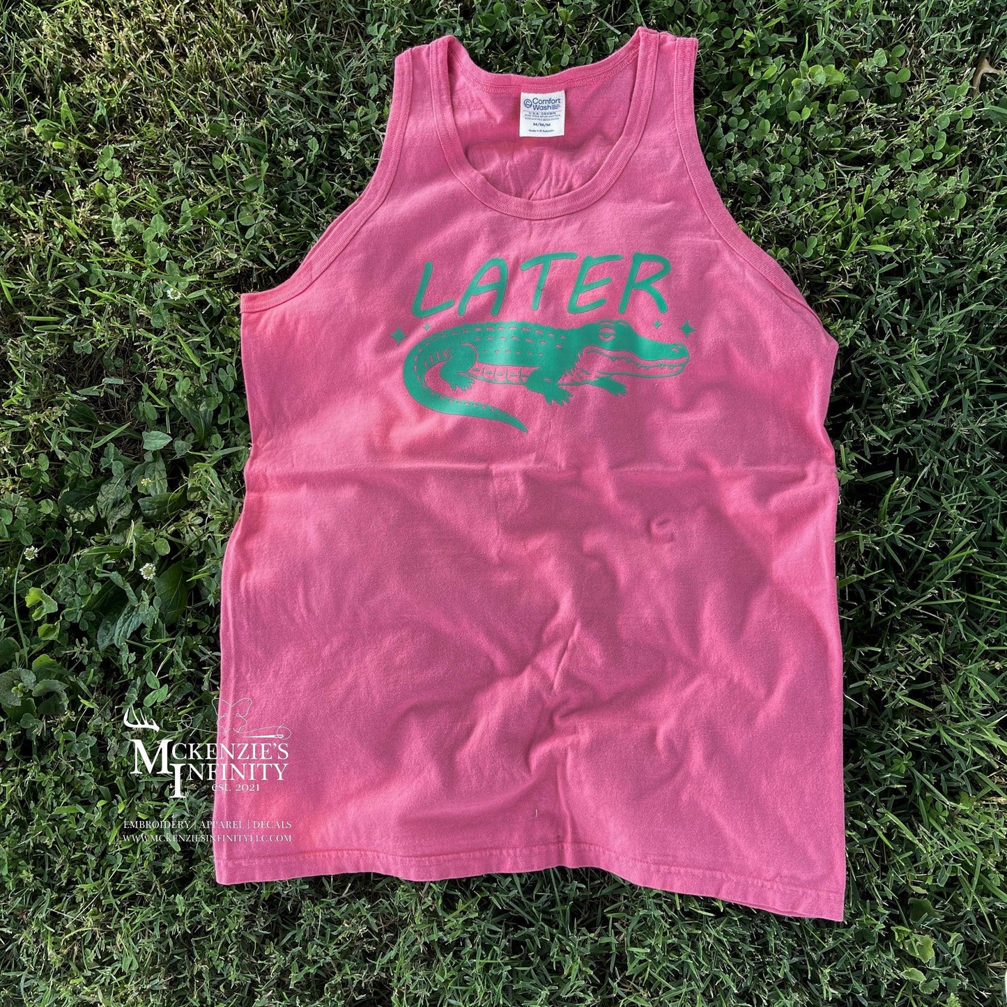 Later Gator, Pink Comfort Wash Tee/T-shirt - McKenzie's Infinity