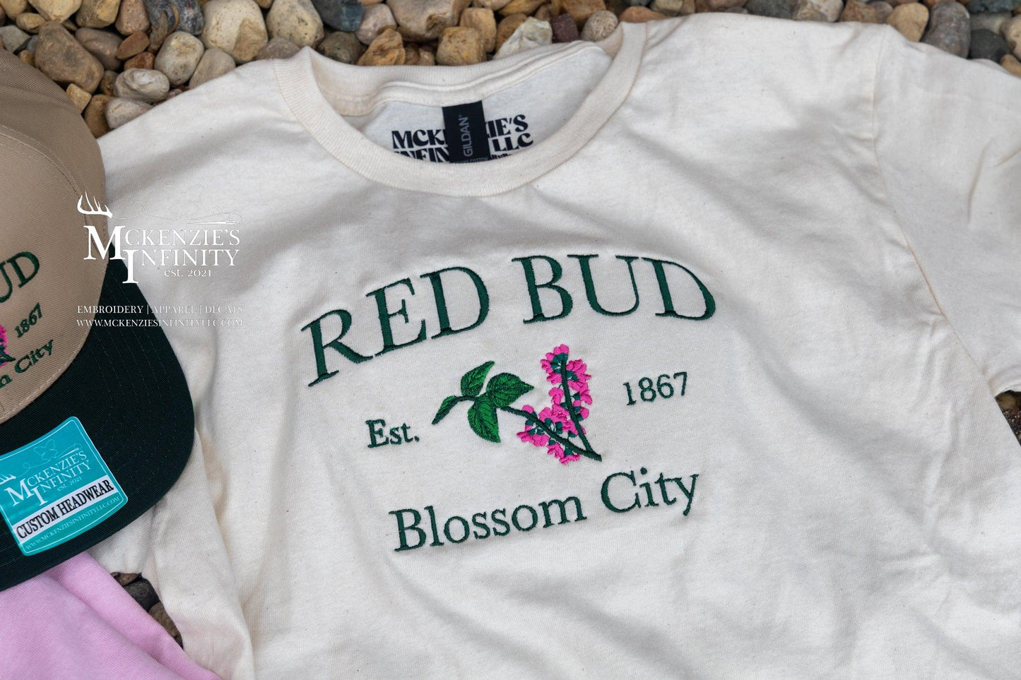 YOUTH Red Bud Blossom City Embroidered T-Shirt © - McKenzie's Infinity