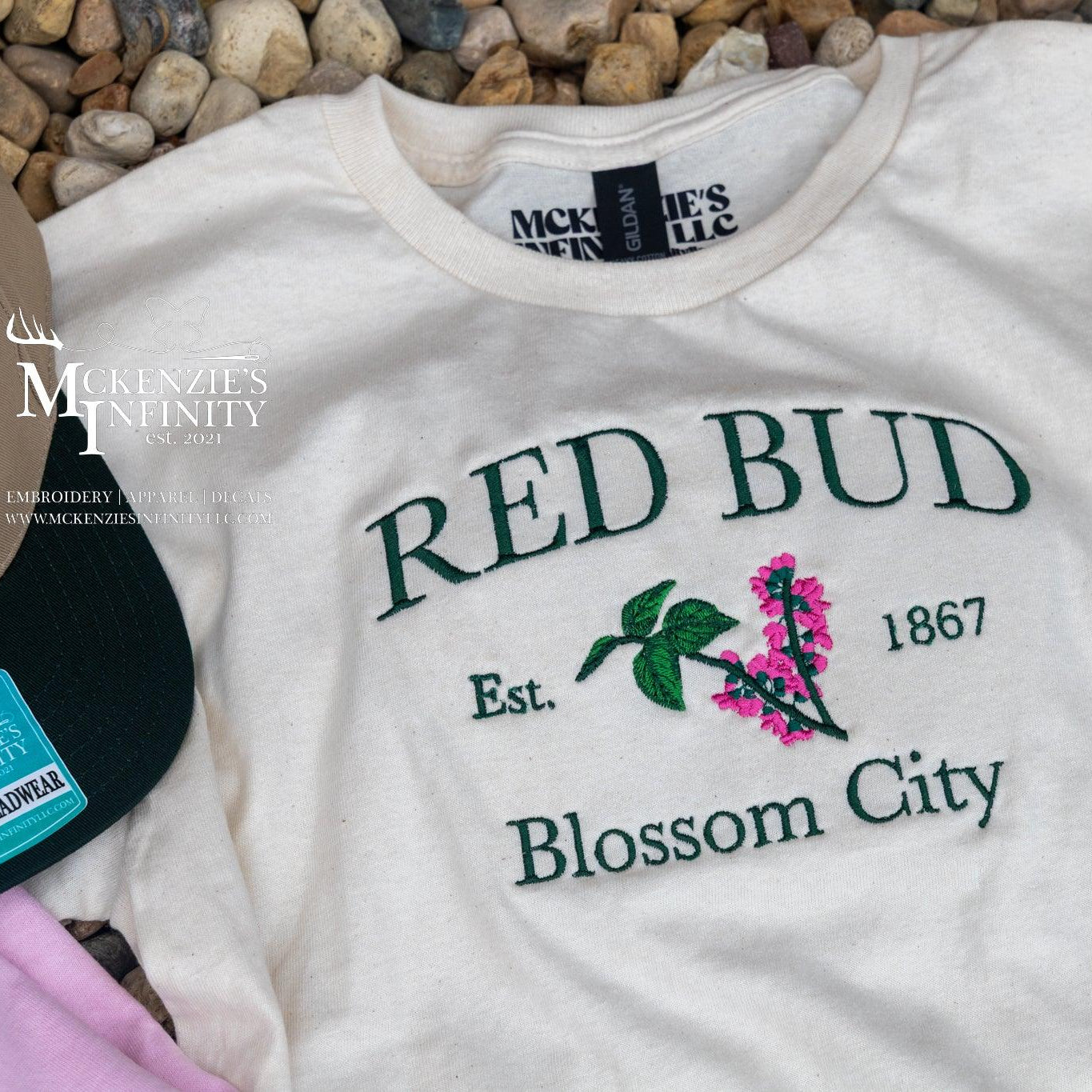 YOUTH Red Bud Blossom City Embroidered T-Shirt © - McKenzie's Infinity