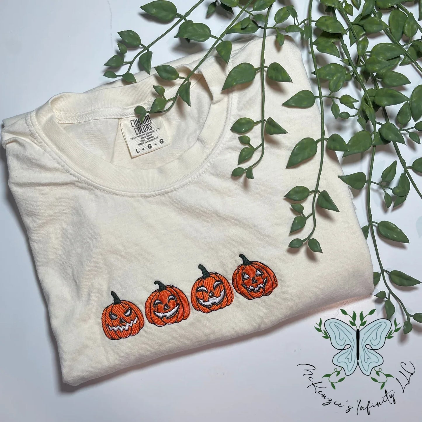 Four Pumpkins Embroidered T-Shirt - McKenzie's Infinity