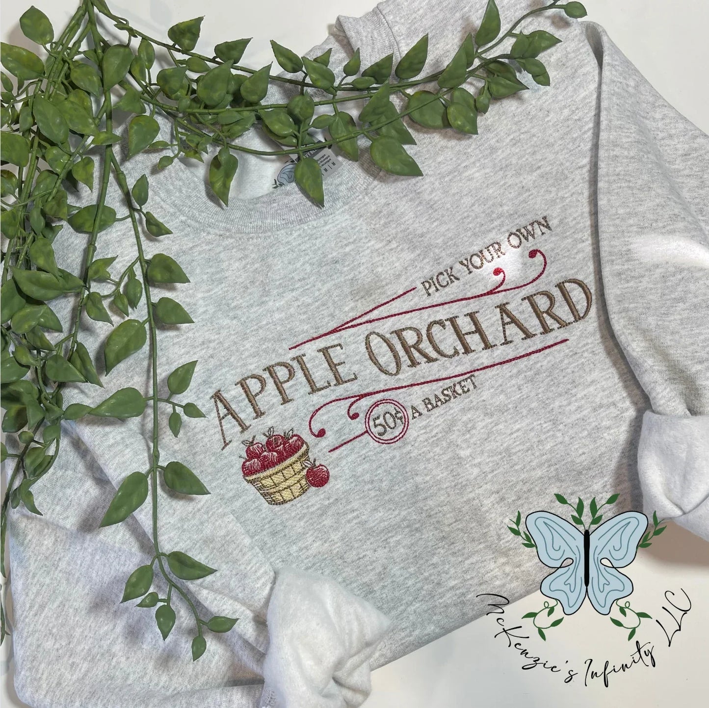 Apple Orchard Embroidered Crewneck Sweatshirt - McKenzie's Infinity