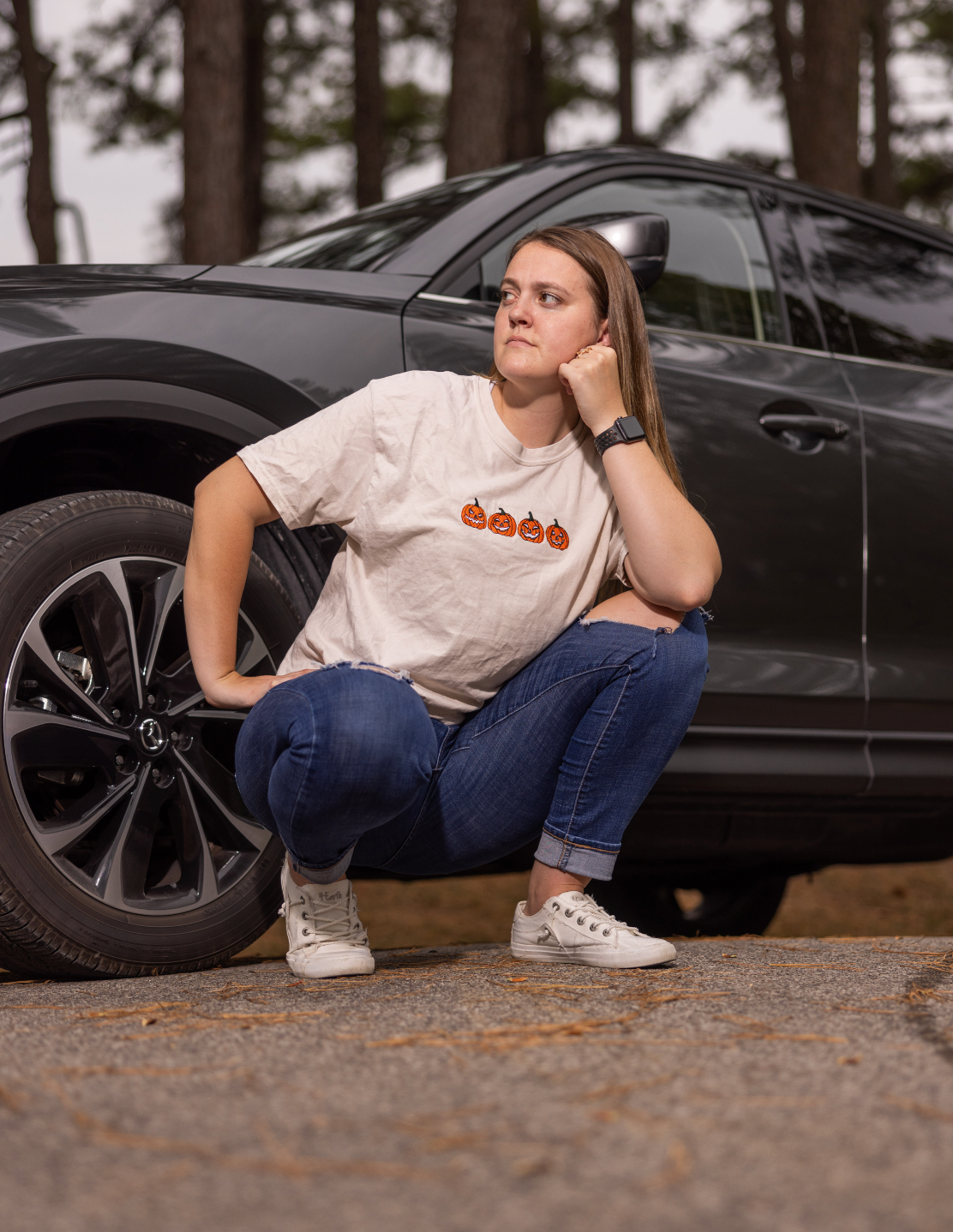 Four Pumpkins Embroidered T-Shirt