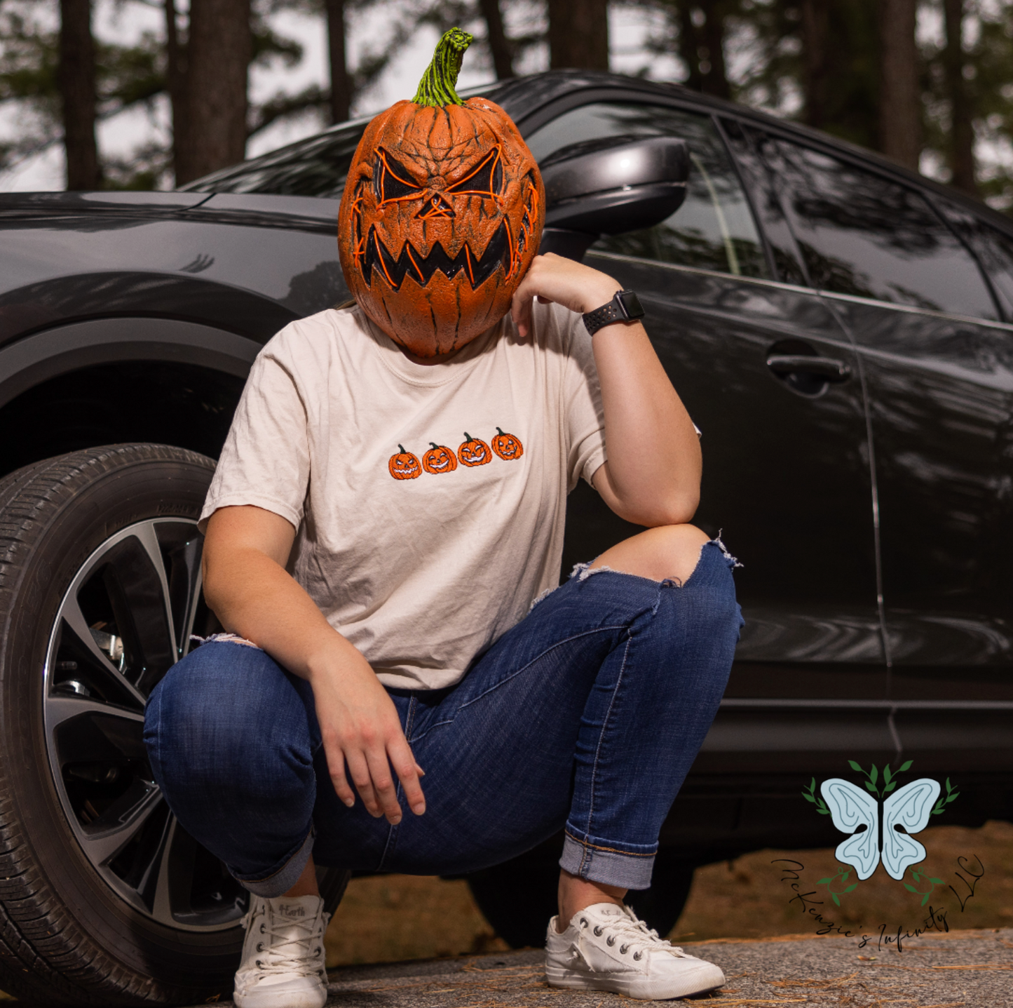 Four Pumpkins Embroidered T-Shirt