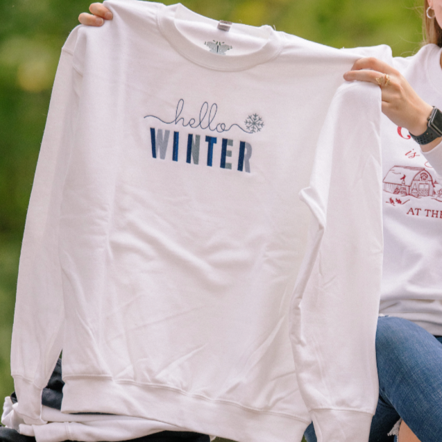 Hello Winter Embroidered Crewneck Sweatshirt