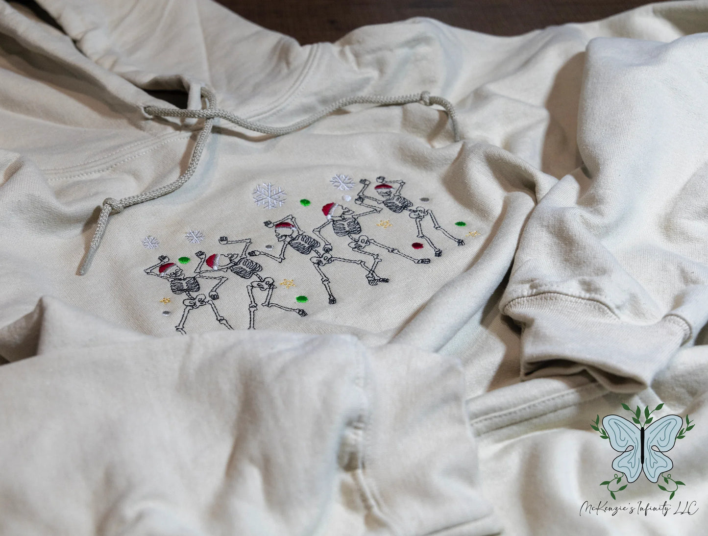 Dancing Christmas Skeletons Embroidered Crewneck/Hooded Sweatshirt - McKenzie's Infinity