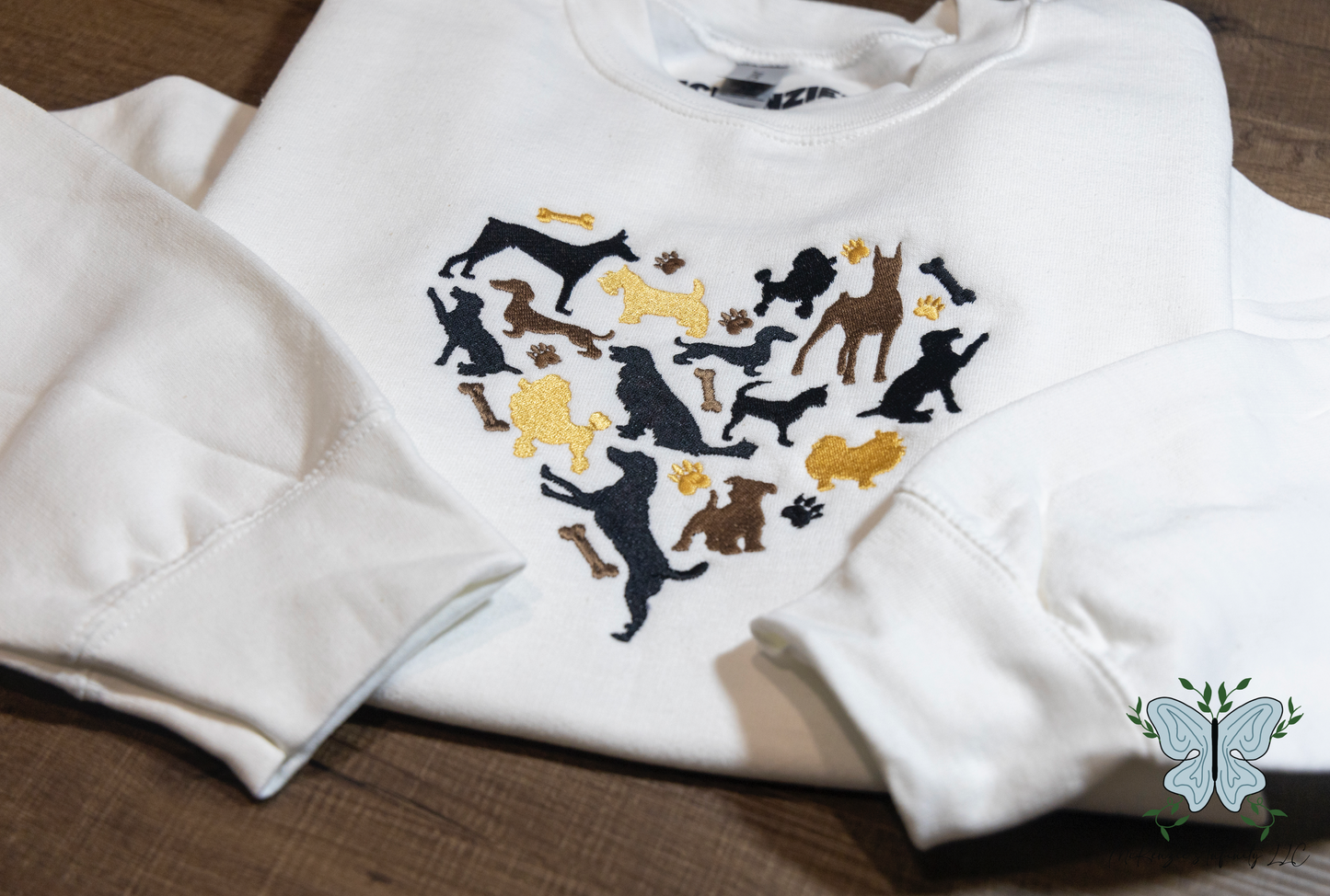 Dog Heart Embroidered Crewneck/Hooded Sweatshirt