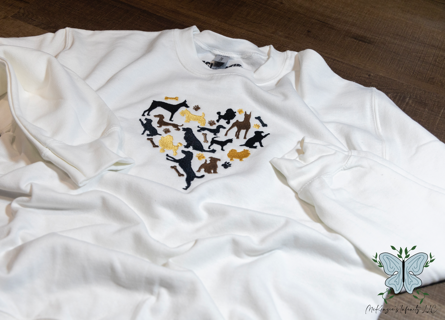 Dog Heart Embroidered Crewneck/Hooded Sweatshirt