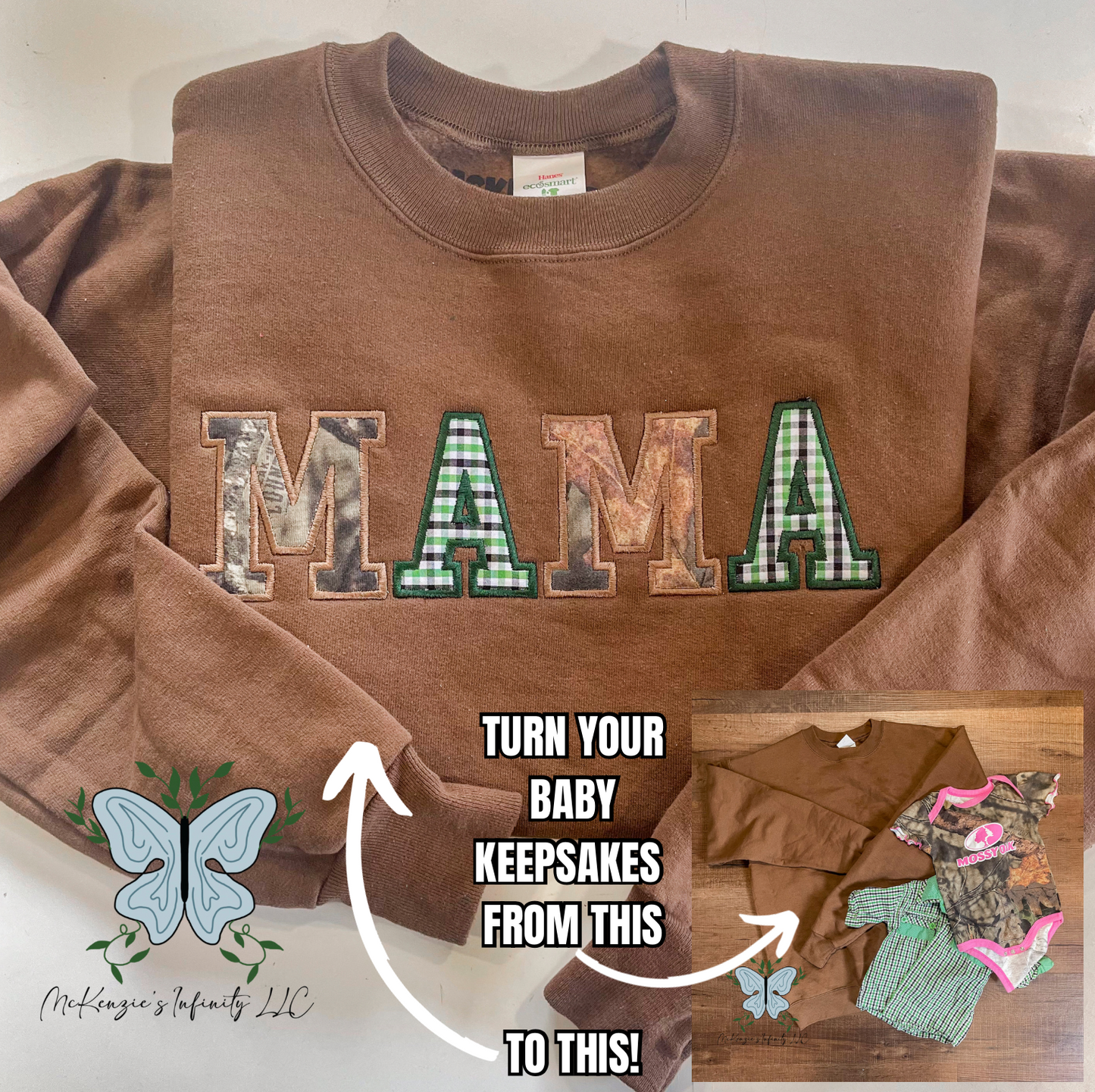 MAMA Personalized Embroidered Appliqué Sweatshirt, Baby Clothes Sweatshirt, Baby Onesie Sweatshirt Keepsake