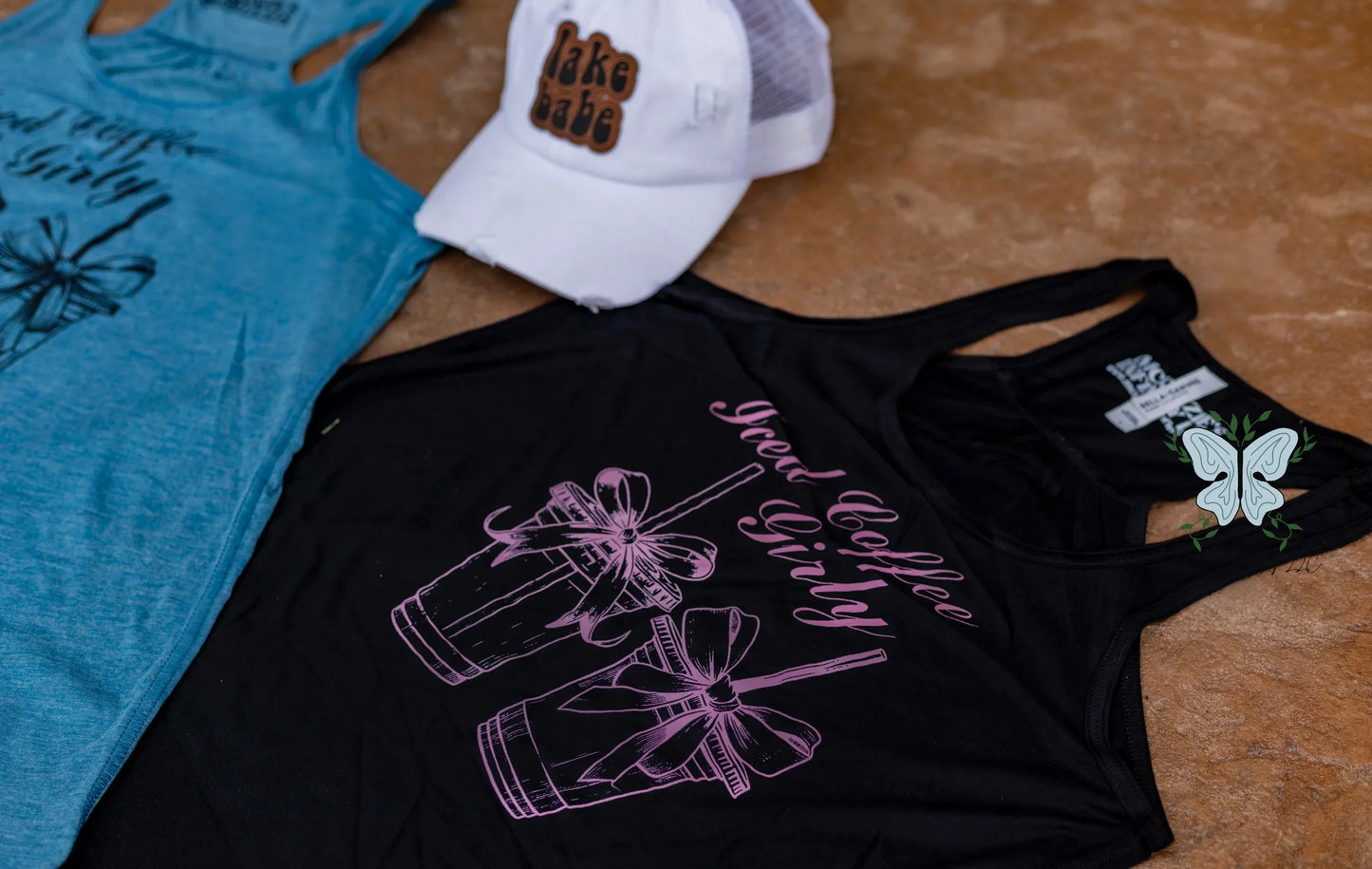 Iced Coffee Girly Coquette Black Racerback Women's Tank Top - McKenzie's Infinity