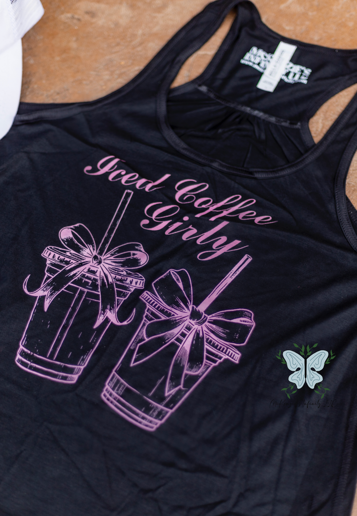 Iced Coffee Girly Coquette Black Racerback Women's Tank Top