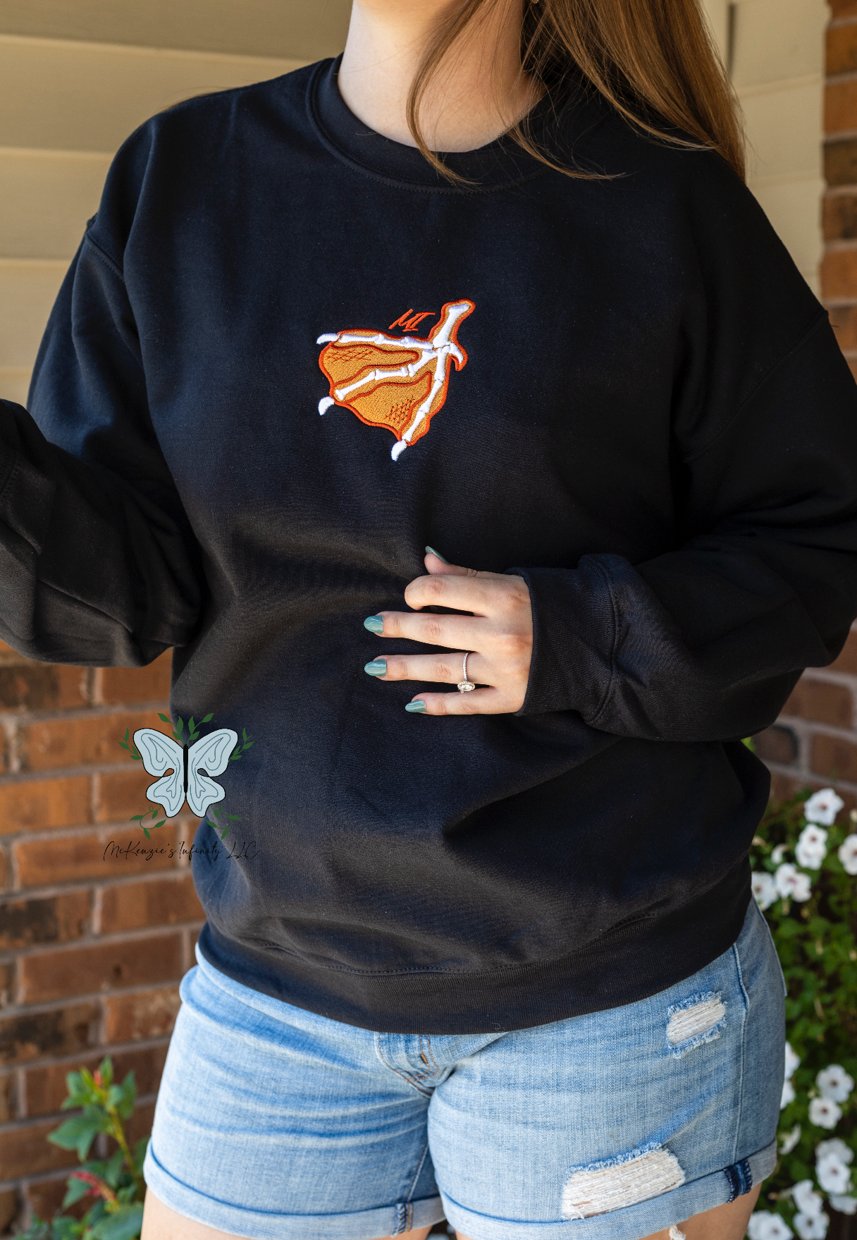 "Finley" Skeleton Duck Foot - 3D Puff Embroidered Crewneck Sweatshirt