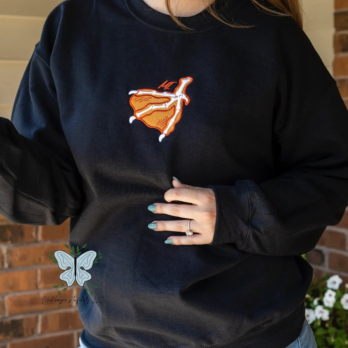 "Finley" Skeleton Duck Foot - 3D Puff Embroidered Crewneck Sweatshirt ©️ - McKenzie's Infinity