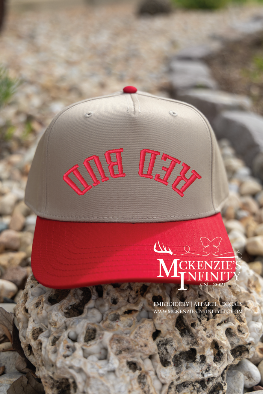 RED BUD (RED) Upside Down Two-Toned Embroidered Mascot Hat/Cap (Dallas Style)