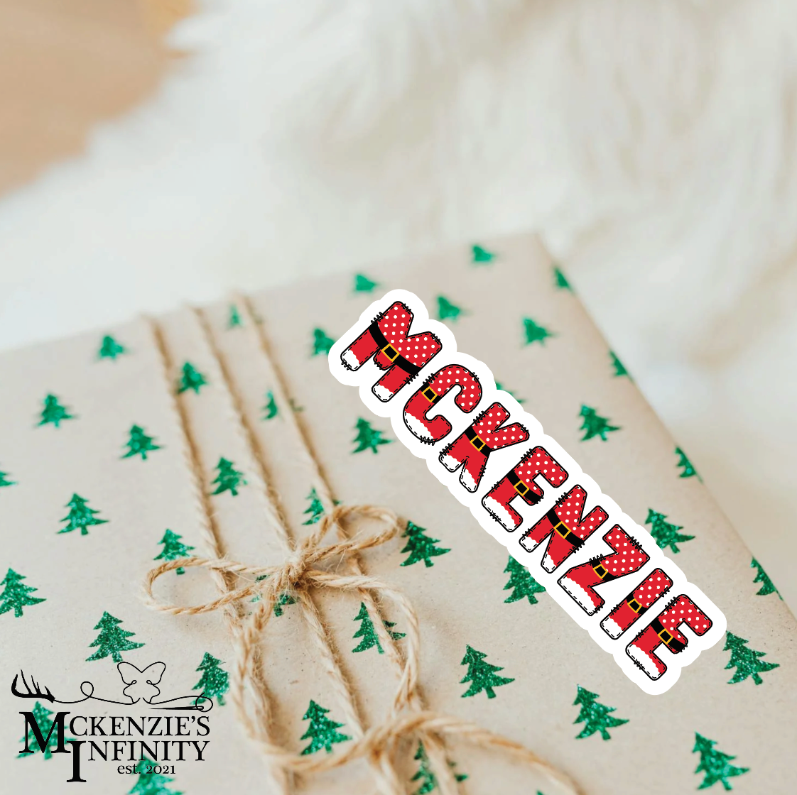 Santa Personalized Christmas Name Stickers – 4-Inch Custom Printed Holiday Labels
