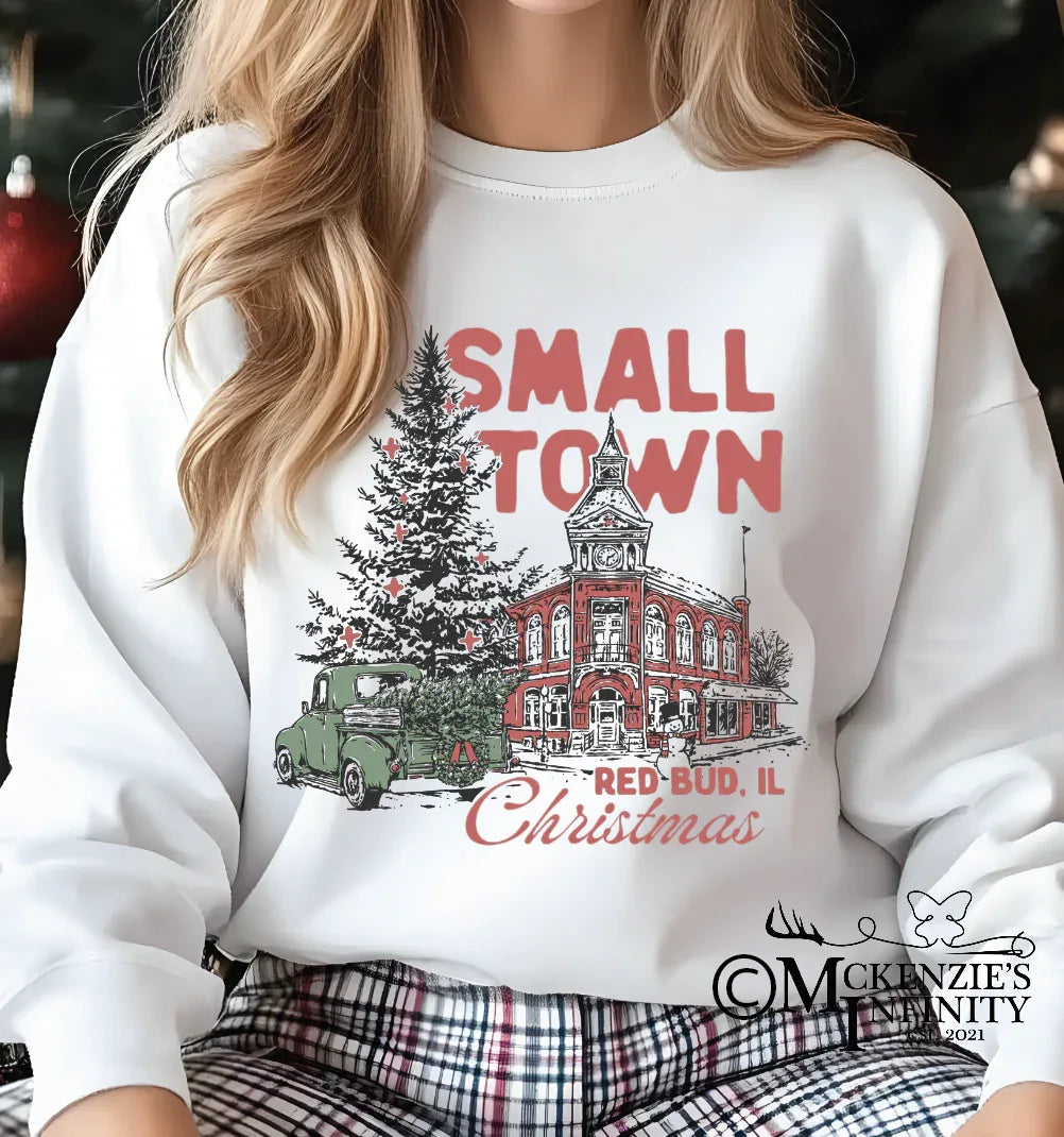 Small Town Red Bud, IL Christmas Long Sleeve Graphic Crewneck Sweatshirt ©️ - McKenzie's Infinity