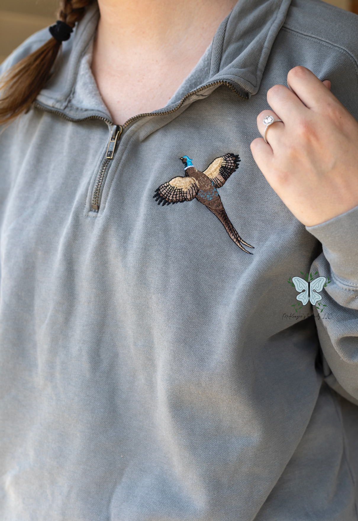 Pheasant Hunting Comfort Colors Quarter Zip Pullover