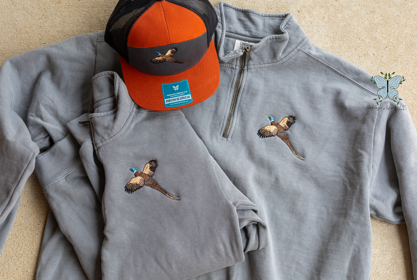 Pheasant Hunting Comfort Colors Quarter Zip Pullover