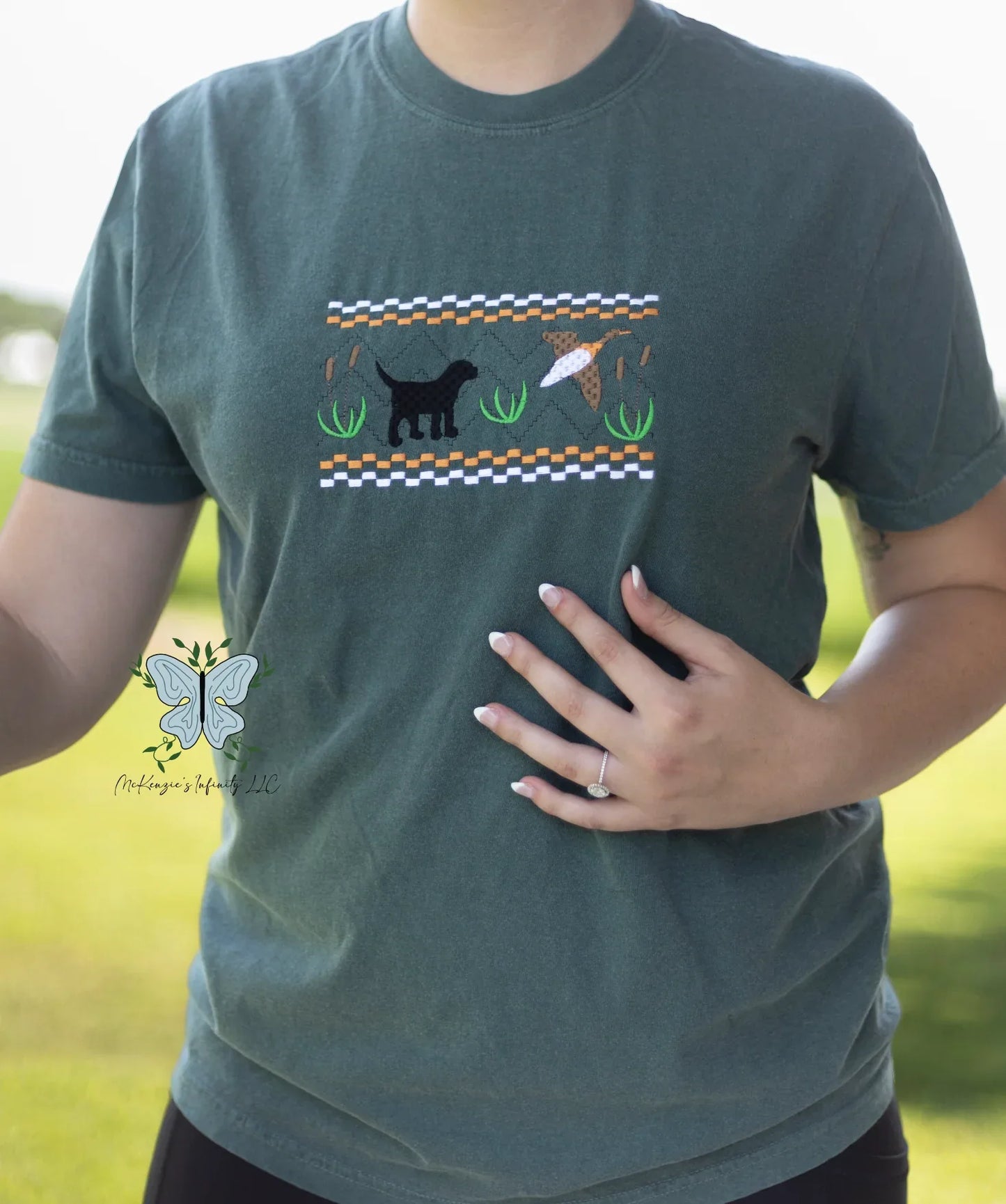 Lab & Duck Smock Embroidered Comfort Colors T-Shirt - McKenzie's Infinity