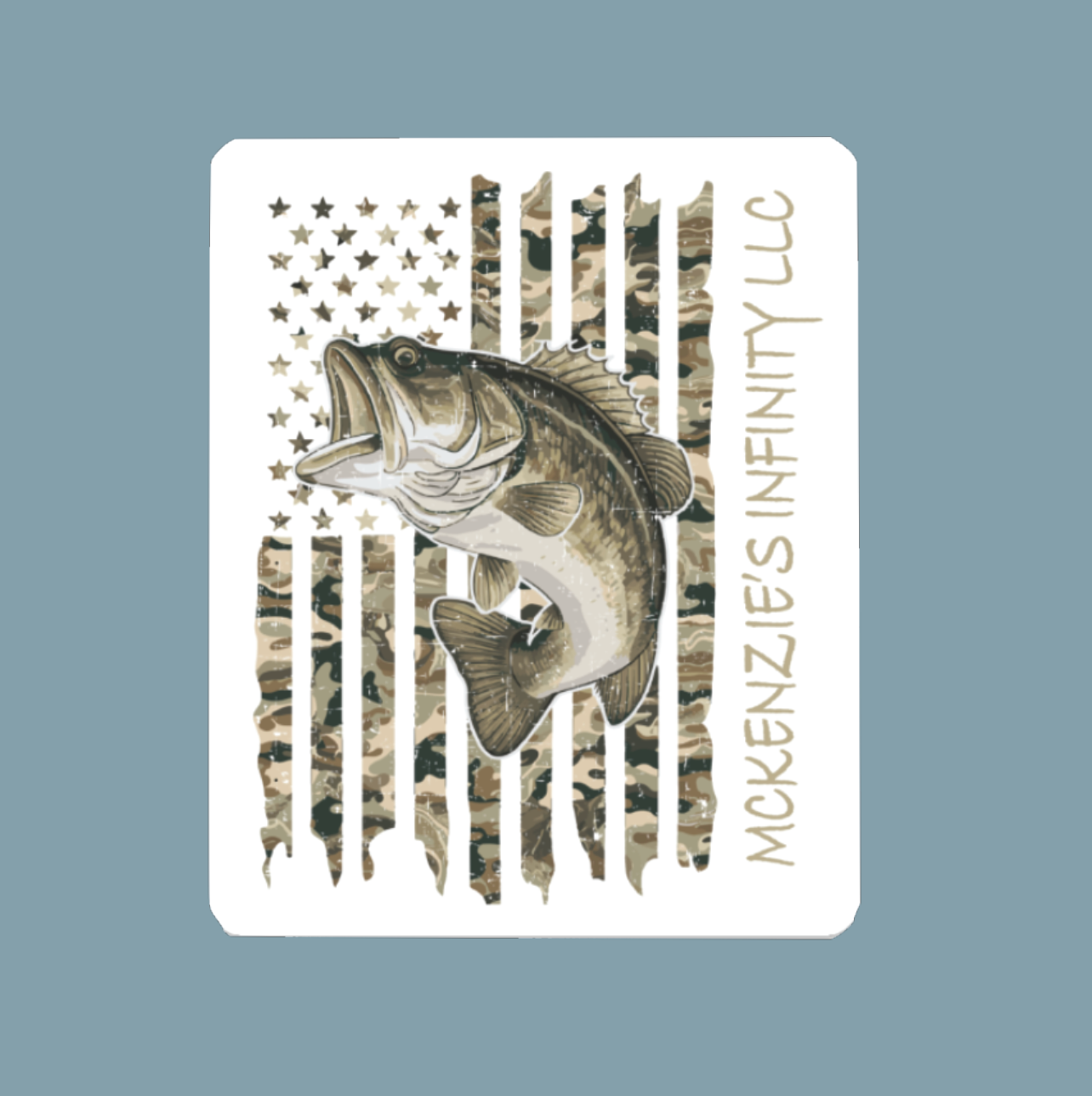 Bass Fishing Camo American Flag Sticker