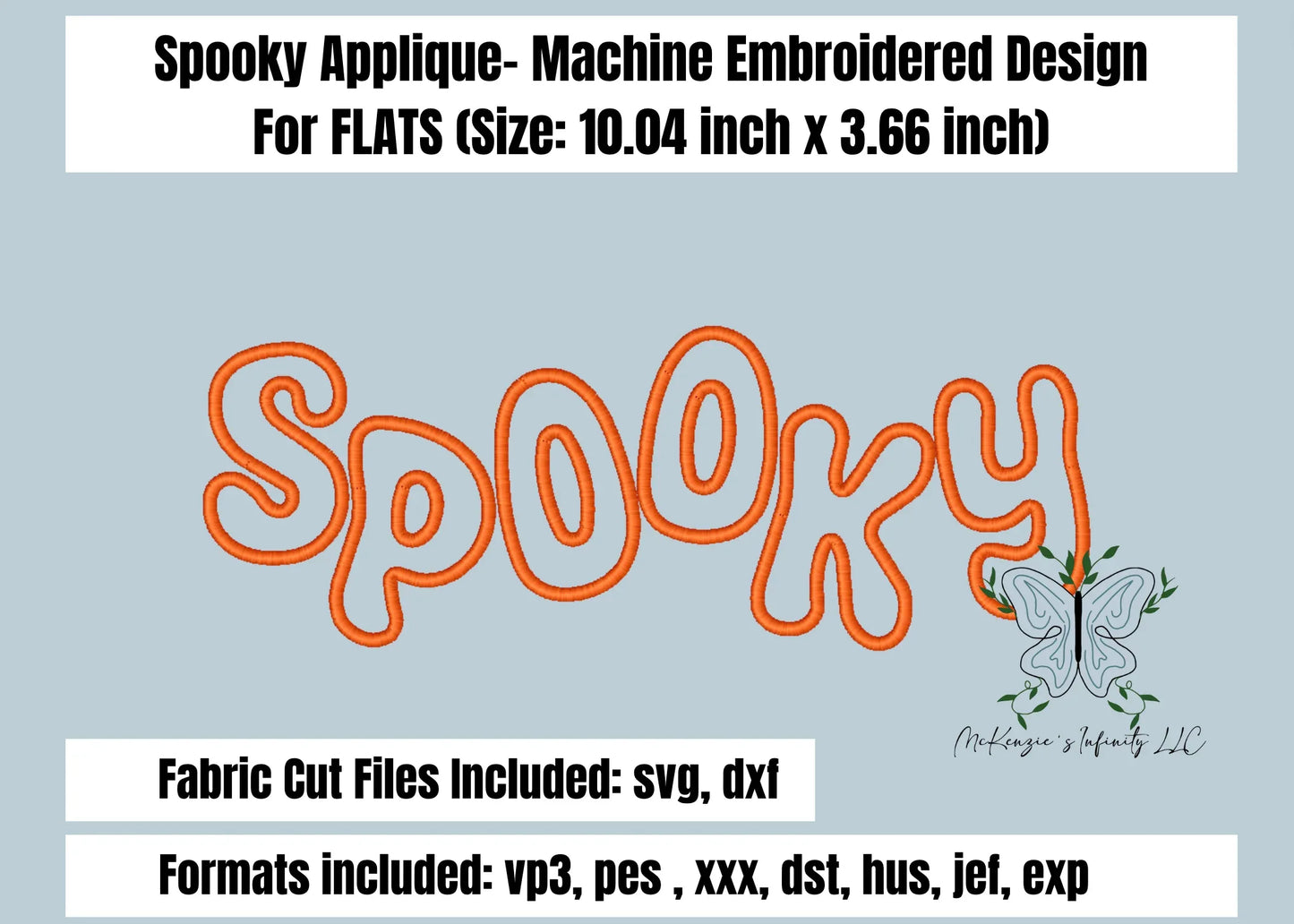 Spooky Applique - Machine Embroidered Design For Flats - McKenzie's Infinity