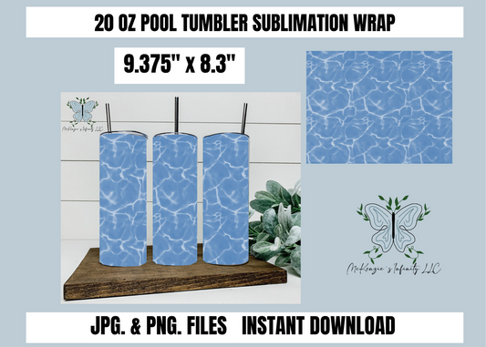 Pool 20oz Tumbler Wrap, Sublimation, PNG & JPG, Instant Download