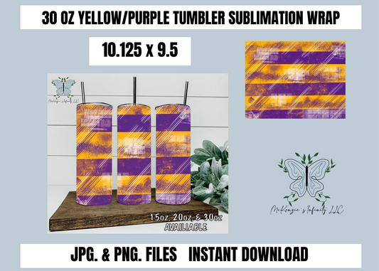 Yellow/Purple 30oz Tumbler Wrap, Sublimation, PNG & JPG, Instant Download